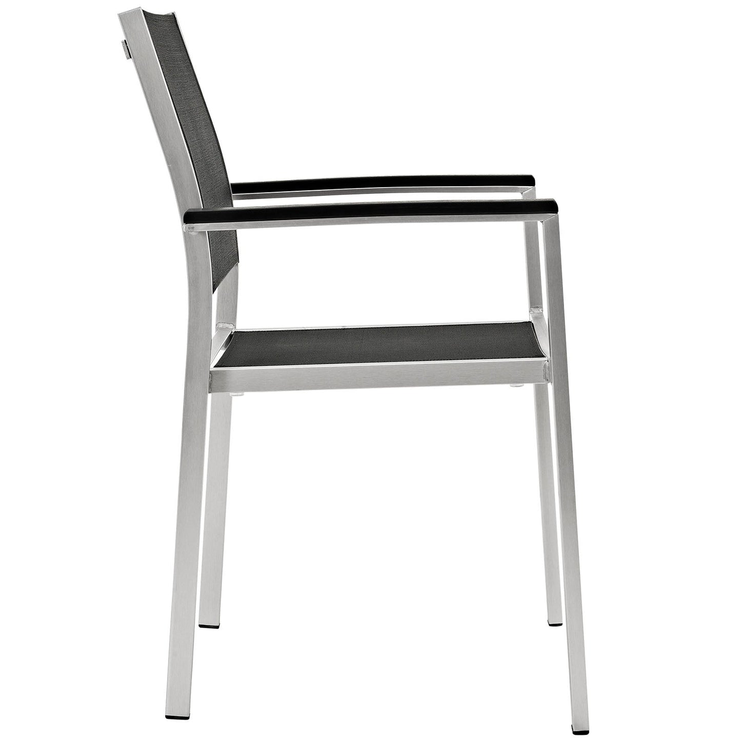 Modway EEI-2486 Shore 7 Piece Outdoor Patio Aluminum Dining Set - Silver Black | Dining Sets | 