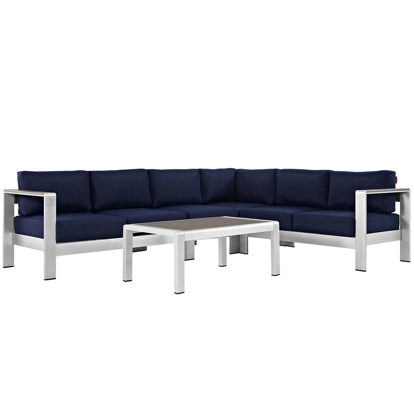 Modway EEI-2557 Shore 5 Piece Outdoor Patio Aluminum Sectional Sofa Set | Outdoor Sofas, Loveseats & Sectionals | 
