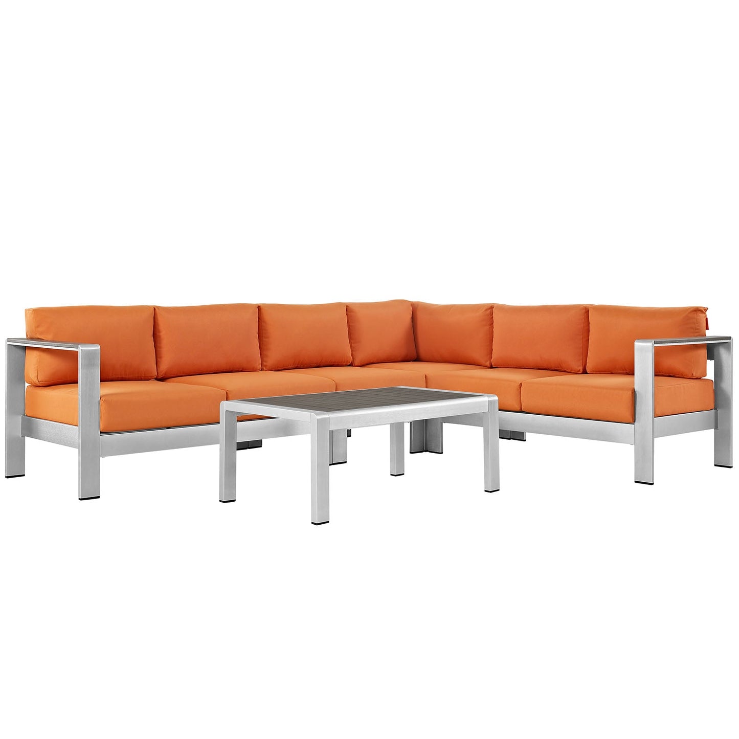 Modway EEI-2557 Shore 5 Piece Outdoor Patio Aluminum Sectional Sofa Set | Outdoor Sofas, Loveseats & Sectionals | 
