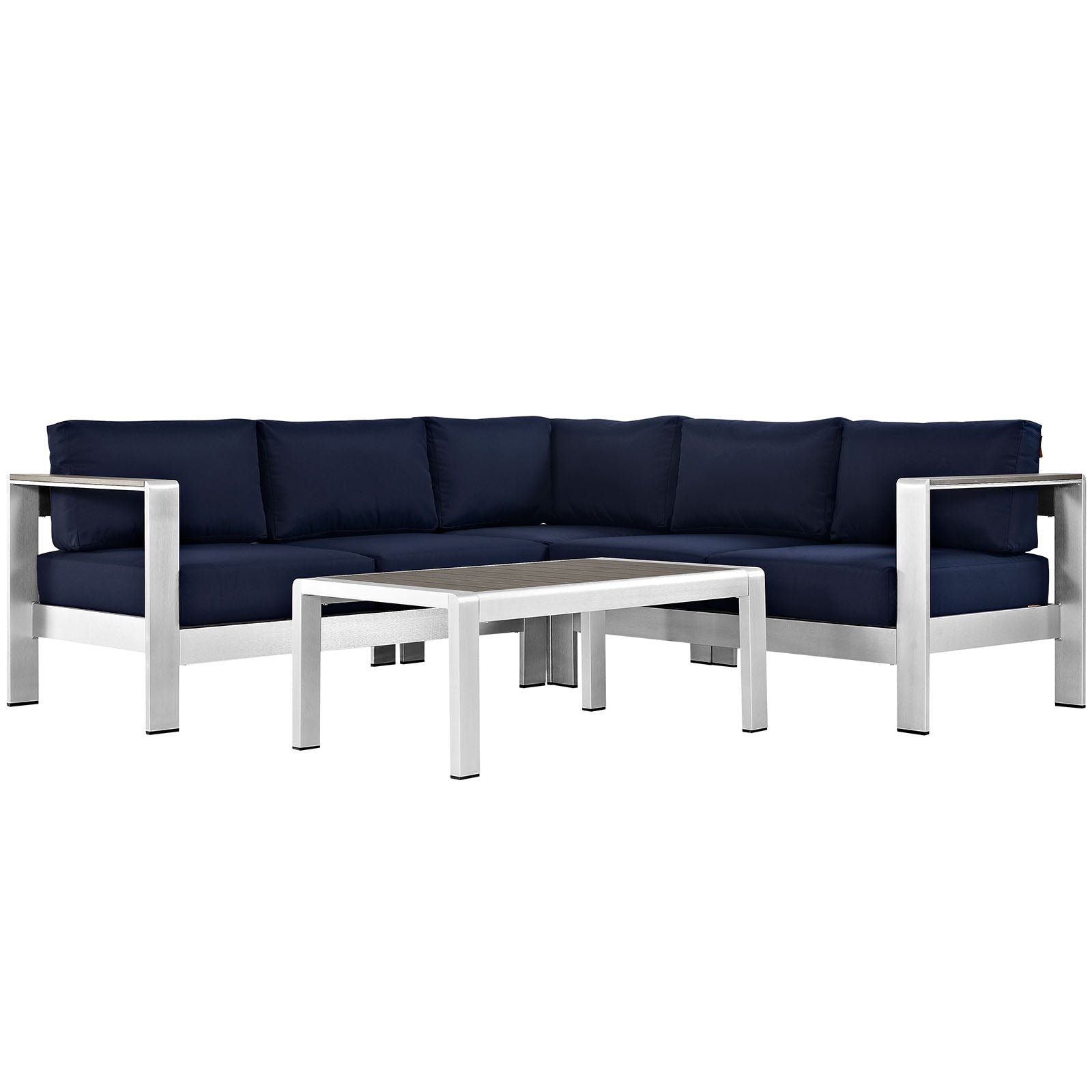 Modway EEI-2559 Shore 4 Piece Outdoor Patio Aluminum Sectional Sofa Set | Outdoor Sofas, Loveseats & Sectionals | 