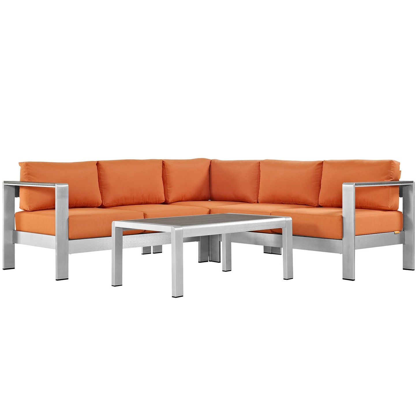 Modway EEI-2559 Shore 4 Piece Outdoor Patio Aluminum Sectional Sofa Set | Outdoor Sofas, Loveseats & Sectionals | 