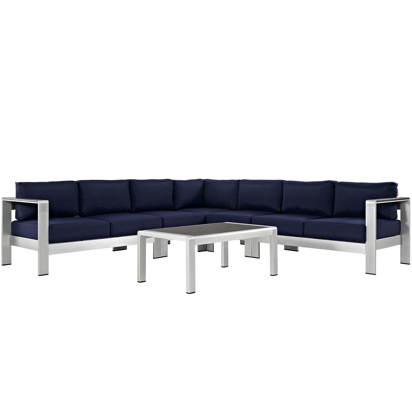 Modway EEI-2561 Shore 6 Piece Outdoor Patio Aluminum Sectional Sofa Set | Outdoor Sofas, Loveseats & Sectionals | 
