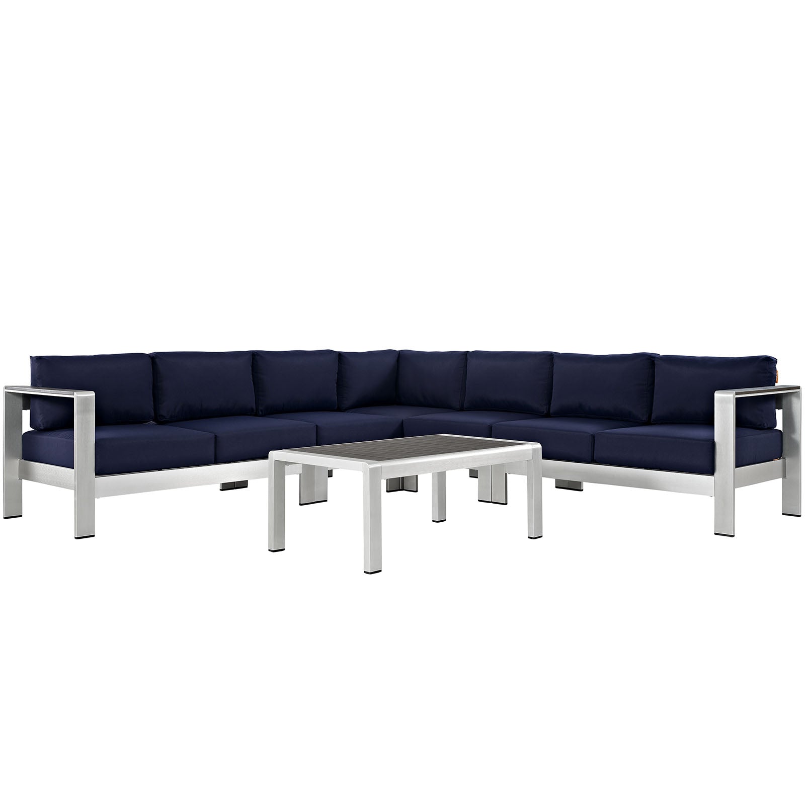 Modway EEI-2561 Shore 6 Piece Outdoor Patio Aluminum Sectional Sofa Set | Outdoor Sofas, Loveseats & Sectionals | 