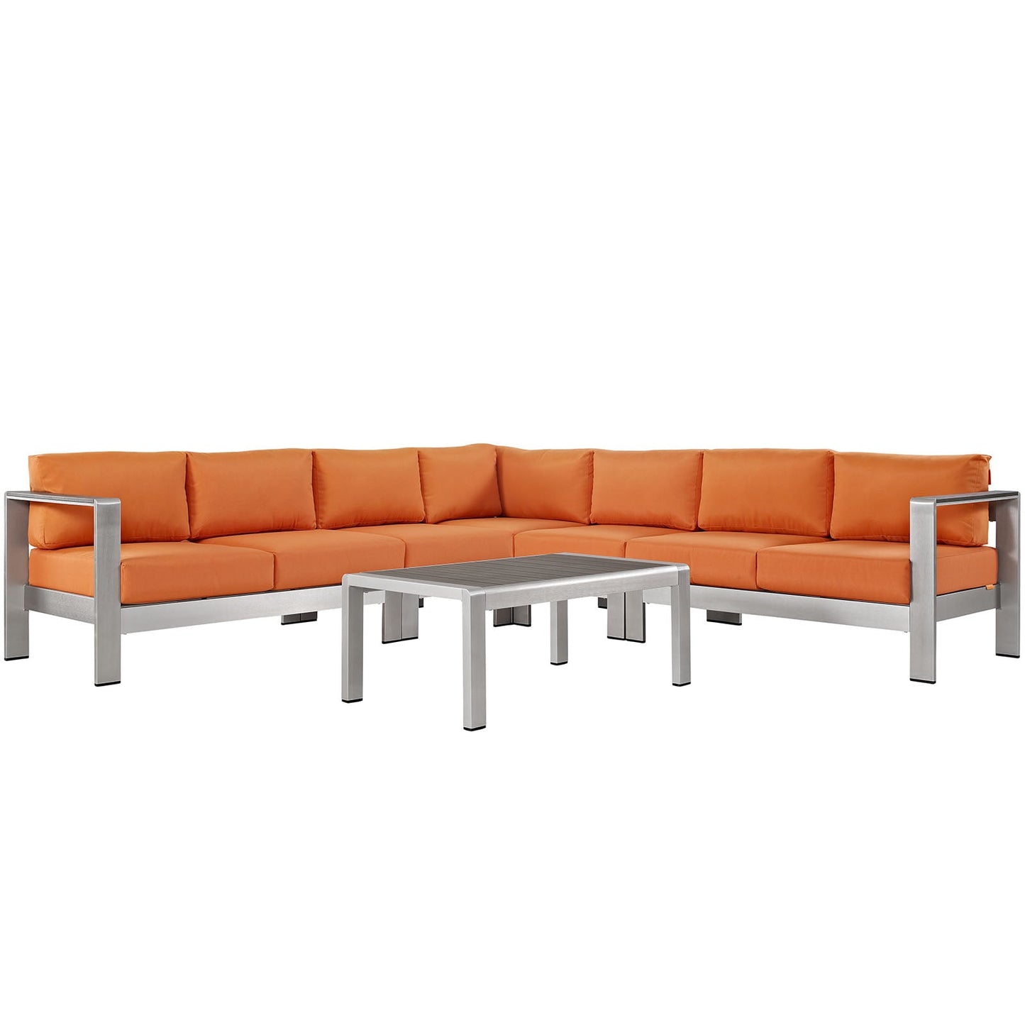 Modway EEI-2561 Shore 6 Piece Outdoor Patio Aluminum Sectional Sofa Set | Outdoor Sofas, Loveseats & Sectionals | 