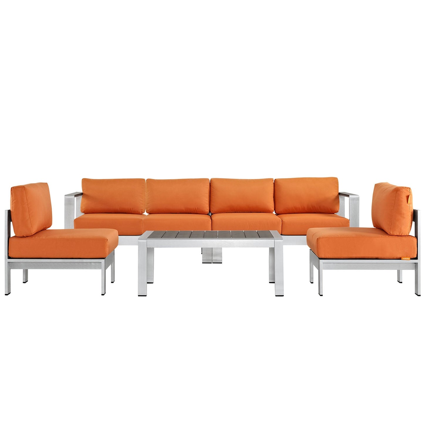 Modway EEI-2564 Shore 5 Piece Outdoor Patio Aluminum Sectional Sofa Set | Outdoor Sofas, Loveseats & Sectionals | 