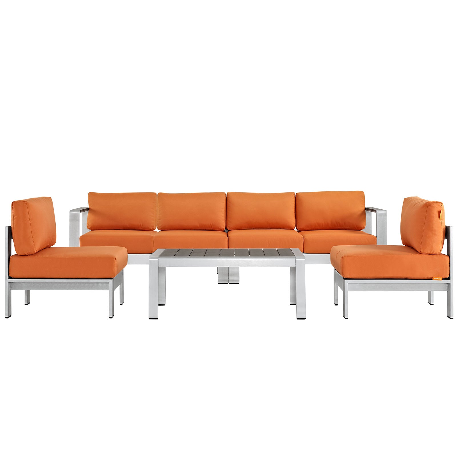 Modway EEI-2564 Shore 5 Piece Outdoor Patio Aluminum Sectional Sofa Set | Outdoor Sofas, Loveseats & Sectionals | 