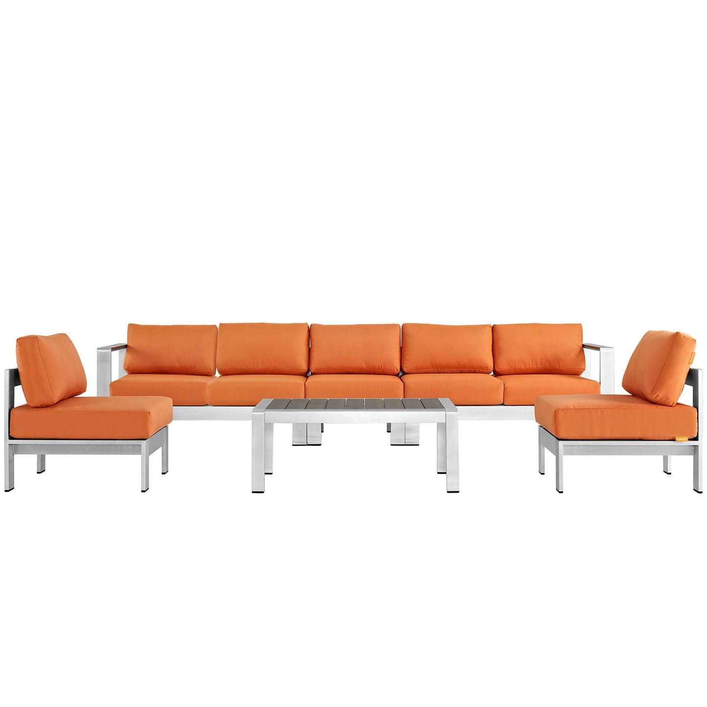 Modway EEI-2565 Shore 6 Piece Outdoor Patio Aluminum Sectional Sofa Set | Outdoor Sofas, Loveseats & Sectionals | 
