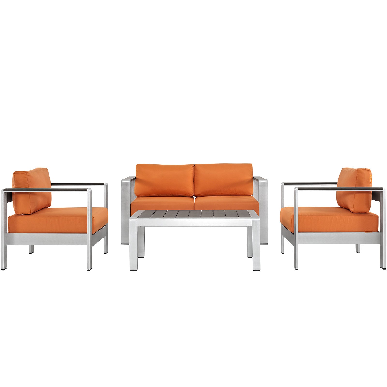 Modway EEI-2567 Shore 4 Piece Outdoor Patio Aluminum Sectional Sofa Set | Outdoor Sofas, Loveseats & Sectionals | 