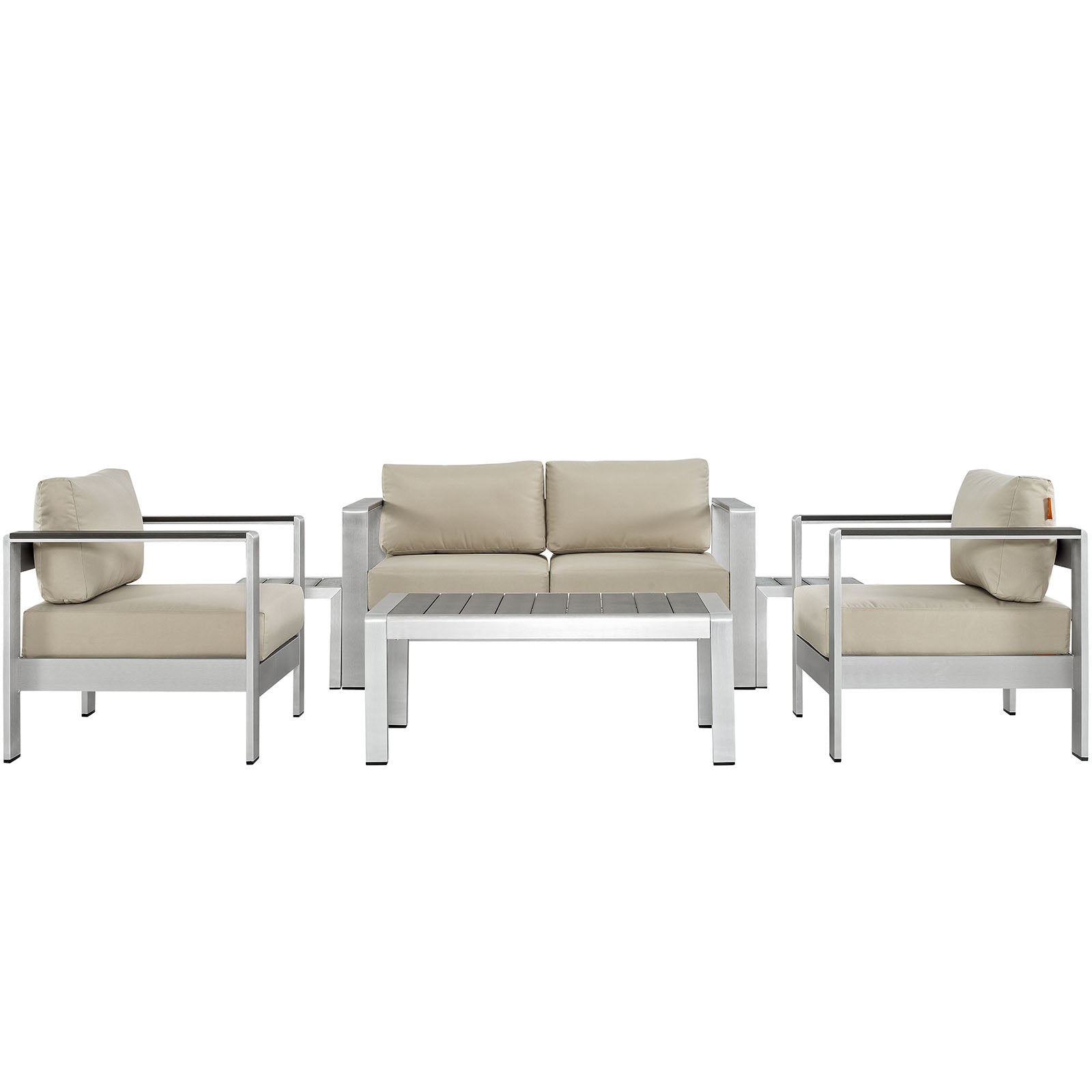 Modway EEI-2568 Shore 6 Piece Outdoor Patio Aluminum Sectional Sofa Set | Outdoor Sofas, Loveseats & Sectionals | 
