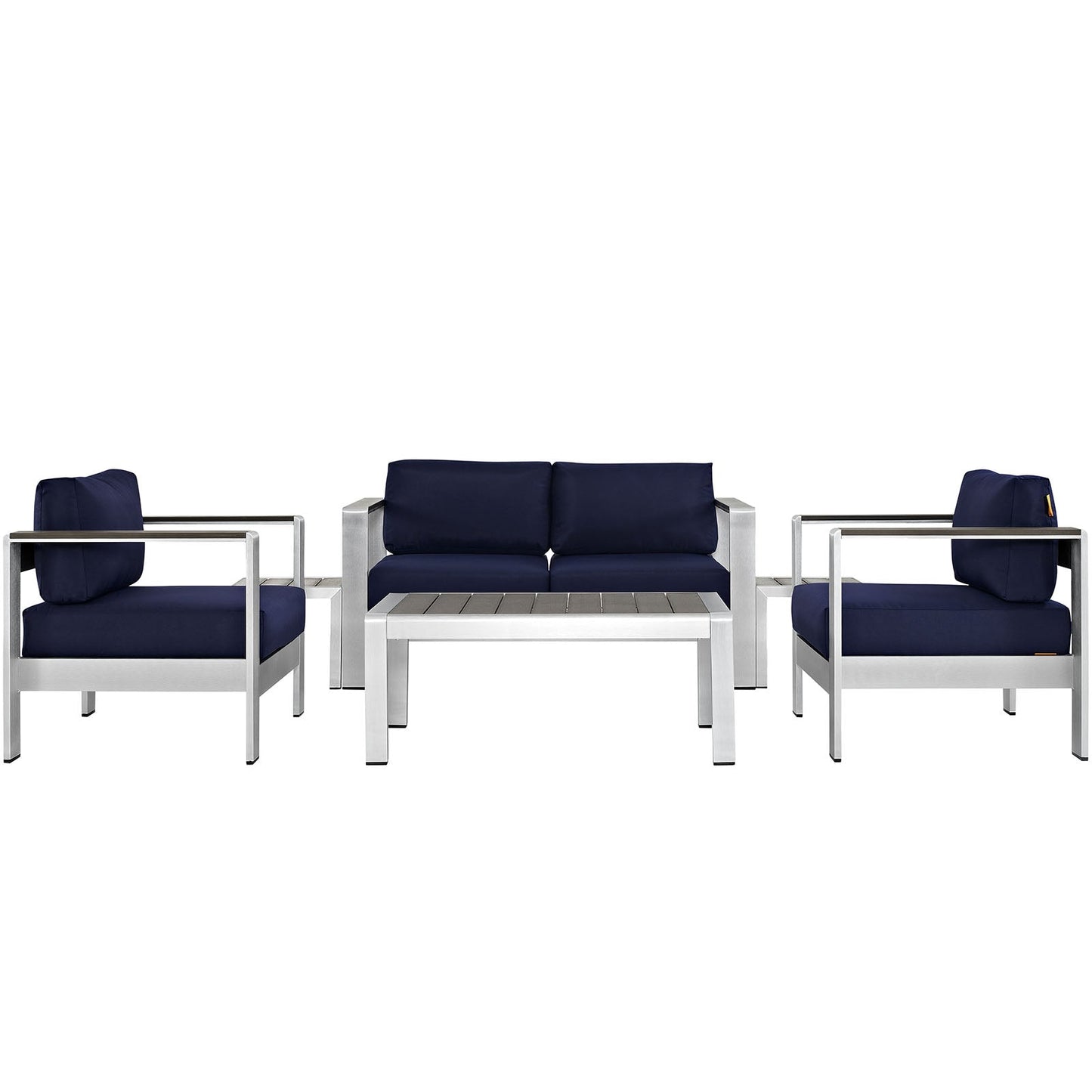 Modway EEI-2568 Shore 6 Piece Outdoor Patio Aluminum Sectional Sofa Set | Outdoor Sofas, Loveseats & Sectionals | 