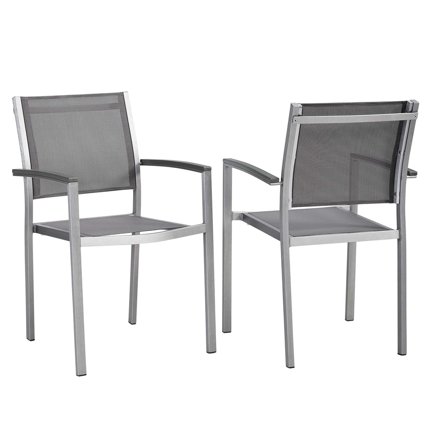 Modway Shore Dining Chair Outdoor Patio Aluminum Set of 2