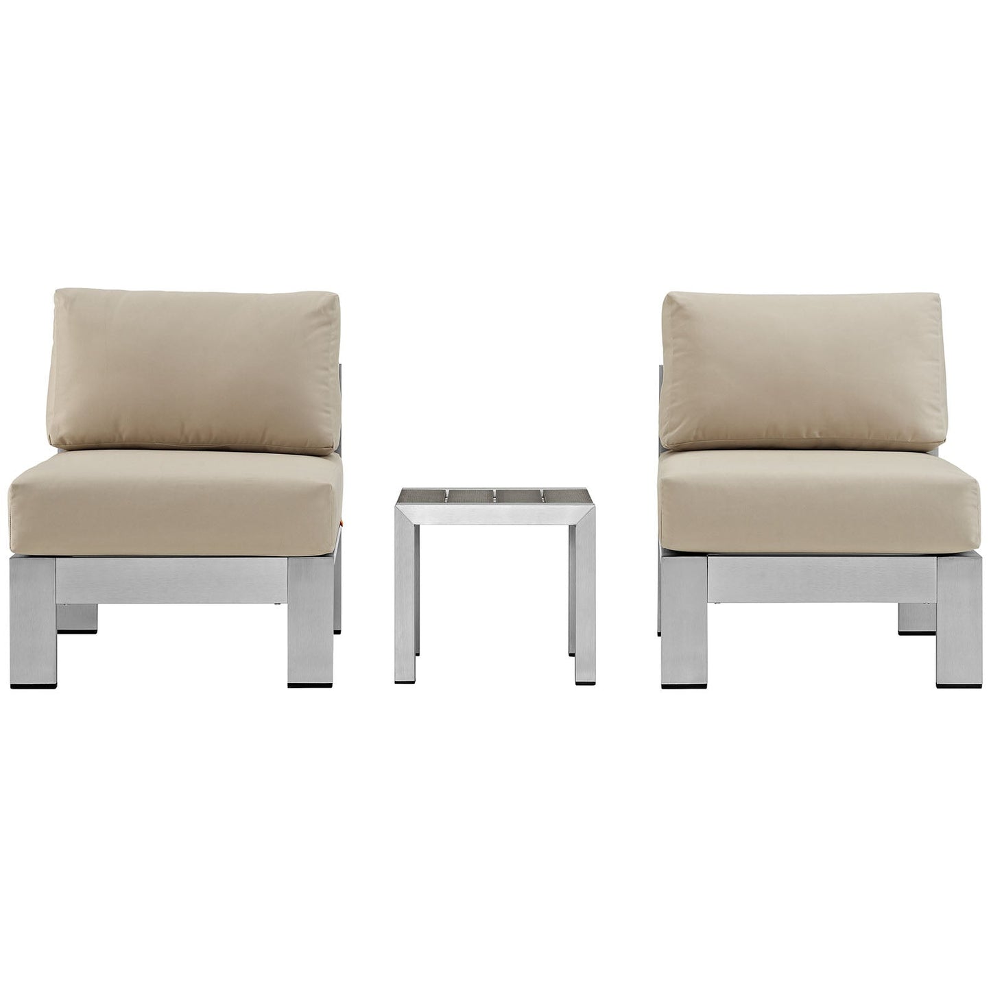Modway EEI-2598 Shore 3 Piece Outdoor Patio Aluminum Sectional Sofa Set | Outdoor Sofas, Loveseats & Sectionals | 