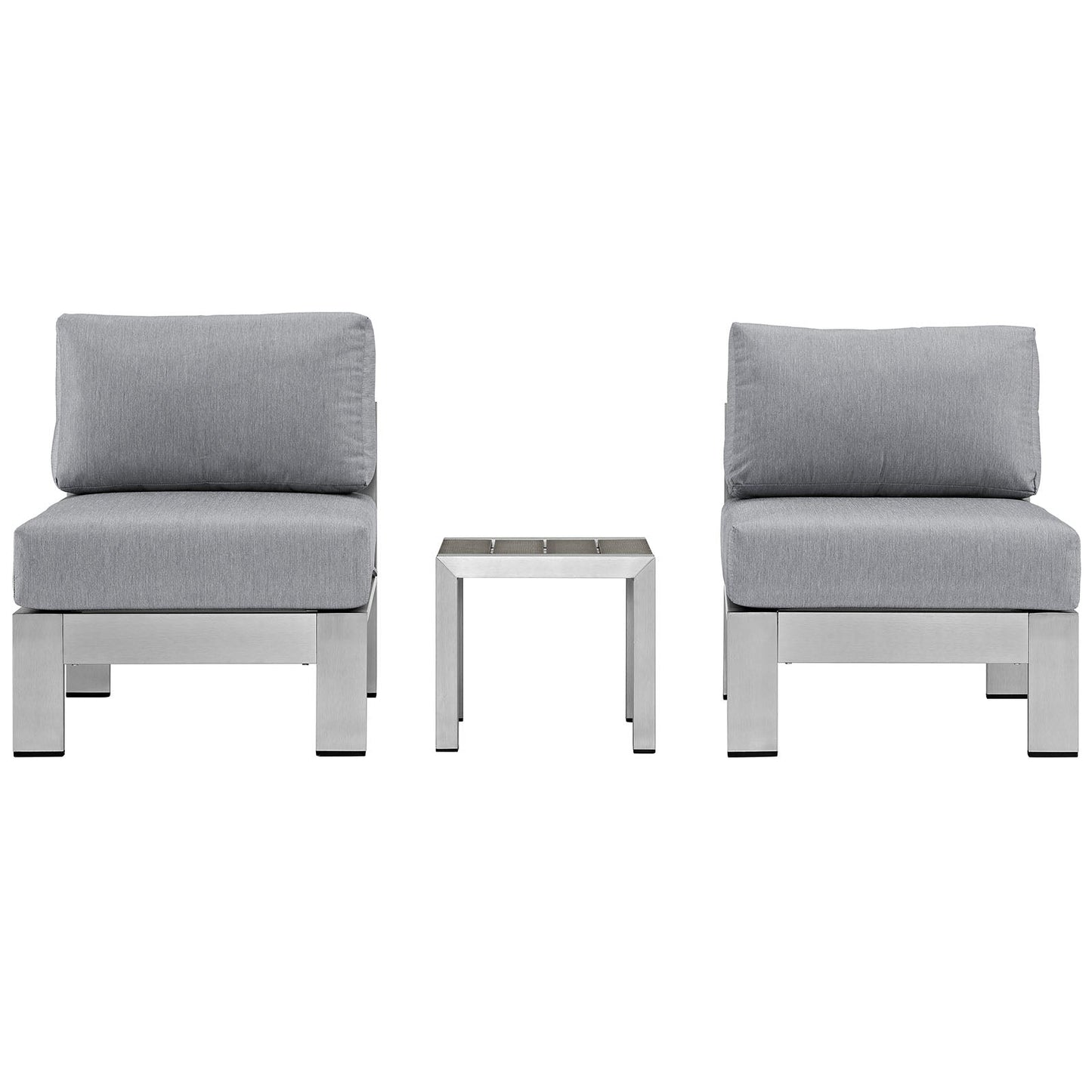 Modway EEI-2598 Shore 3 Piece Outdoor Patio Aluminum Sectional Sofa Set | Outdoor Sofas, Loveseats & Sectionals | 