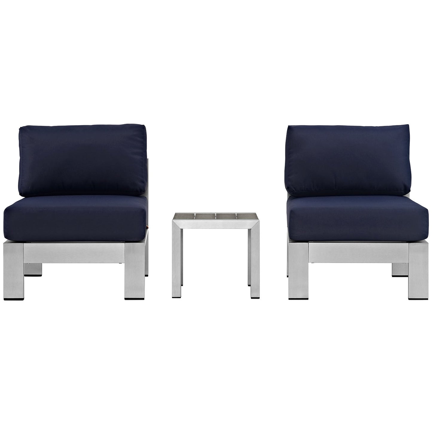 Modway EEI-2598 Shore 3 Piece Outdoor Patio Aluminum Sectional Sofa Set | Outdoor Sofas, Loveseats & Sectionals | 