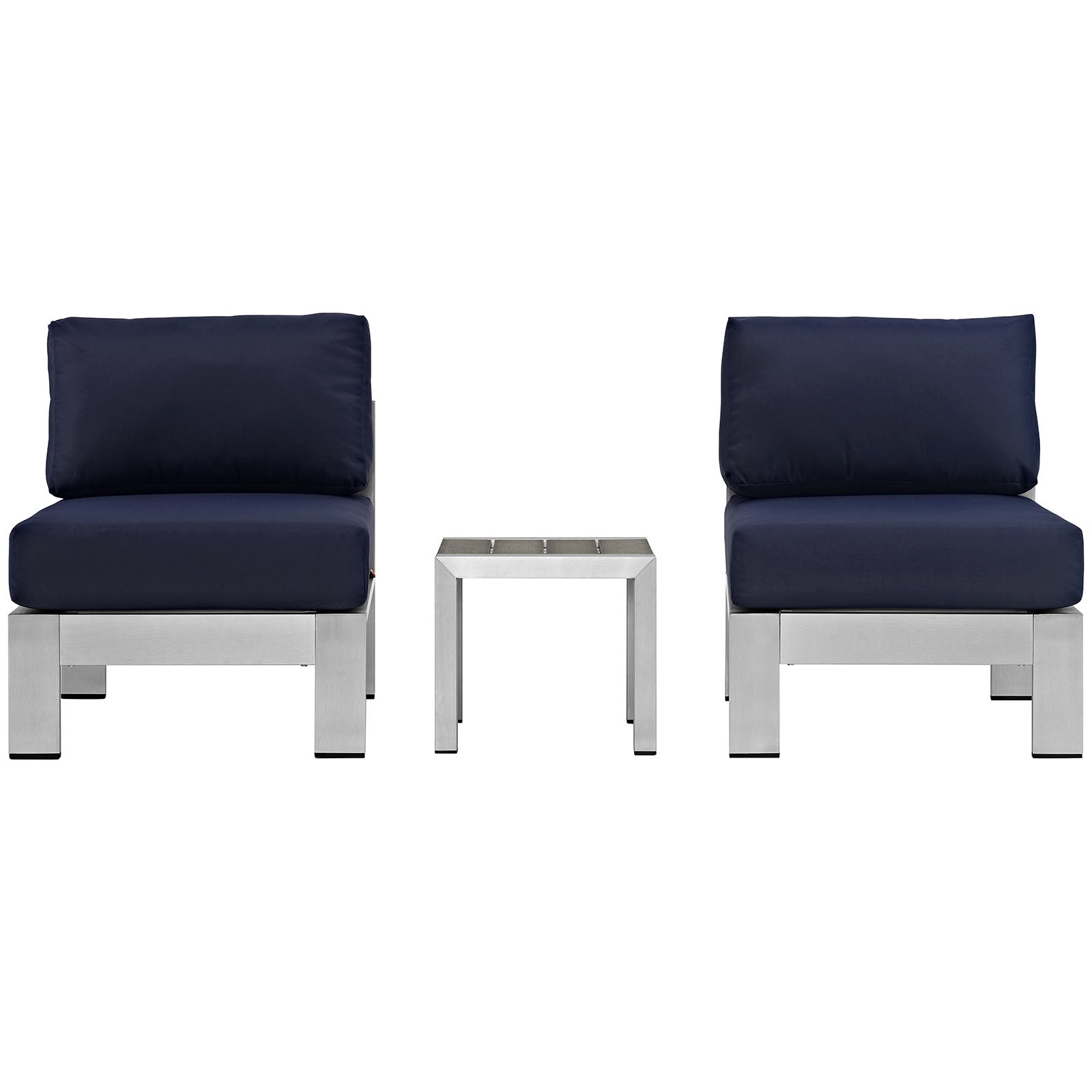 Modway EEI-2598 Shore 3 Piece Outdoor Patio Aluminum Sectional Sofa Set | Outdoor Sofas, Loveseats & Sectionals | 