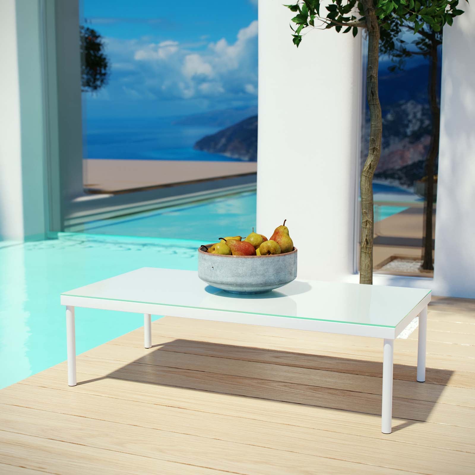 Modway Harmony Outdoor Patio Aluminum Coffee Table - White | Outdoor Tables