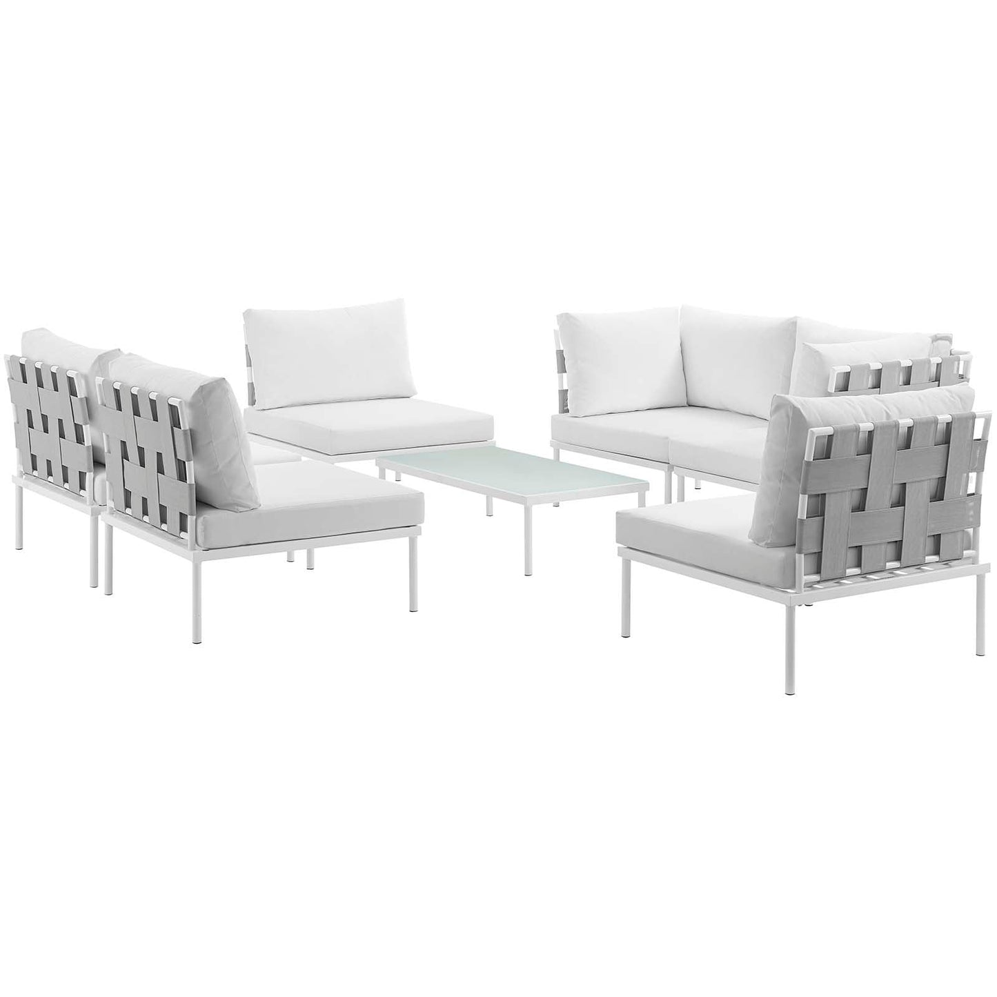 Modway Harmony 7 Piece Outdoor Patio Aluminum Sectional Sofa Set - EEI-2617 | Outdoor Sofas, Loveseats & Sectionals | 