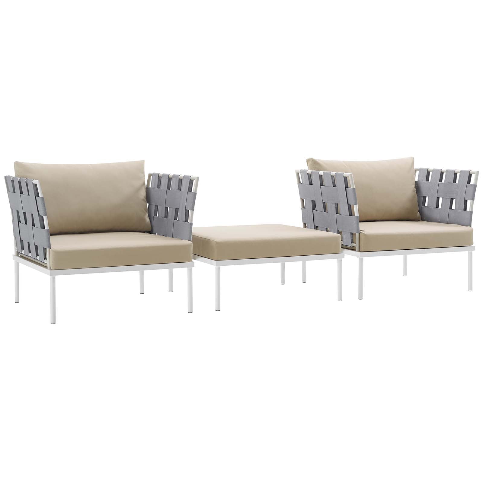 Modway Harmony 3 Piece Outdoor Patio Aluminum Set | Outdoor Chairs | 