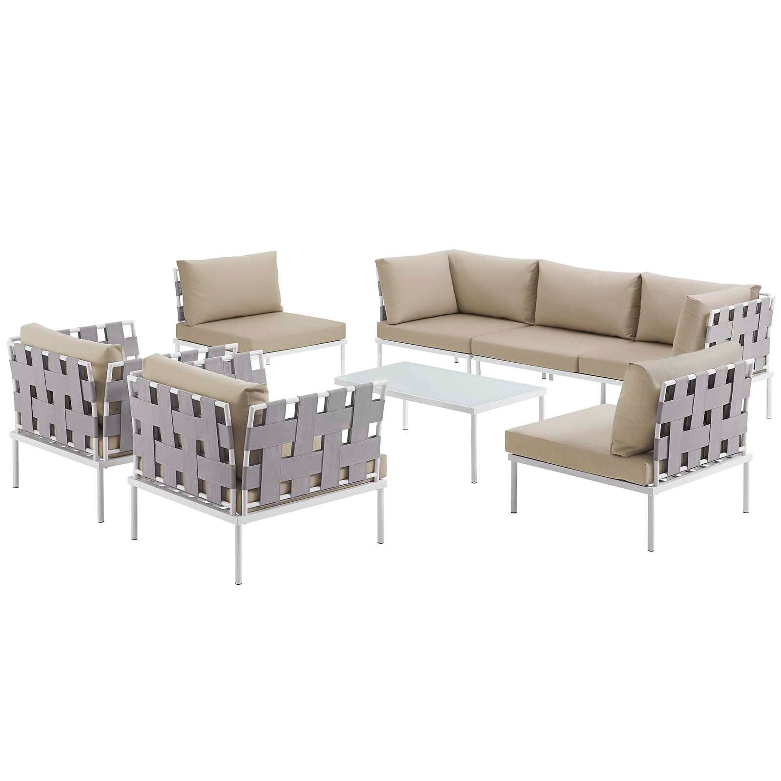 Modway Harmony 8 Piece Outdoor Patio Aluminum Sectional Sofa Set | Outdoor Sofas, Loveseats & Sectionals | 