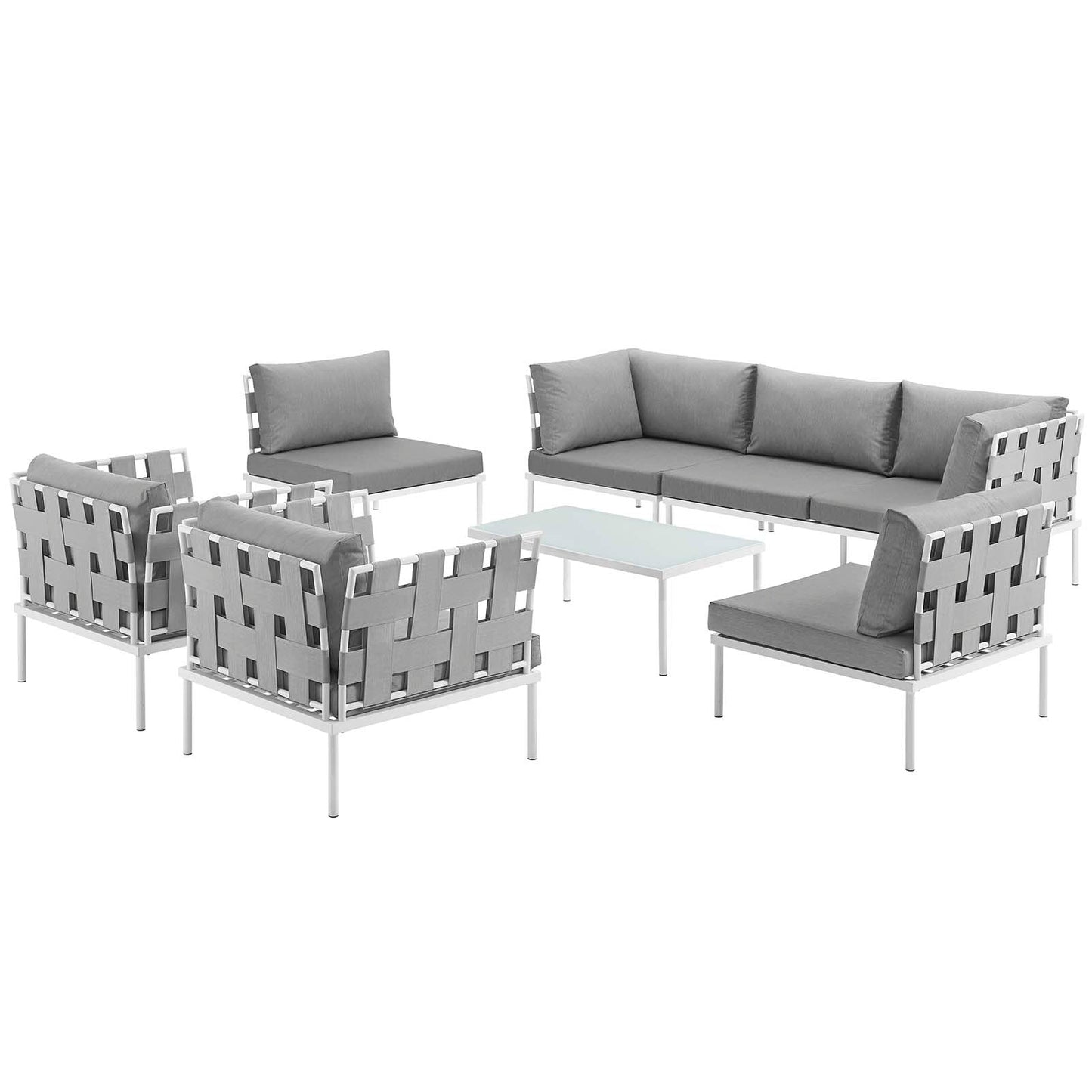 Modway Harmony 8 Piece Outdoor Patio Aluminum Sectional Sofa Set | Outdoor Sofas, Loveseats & Sectionals | 