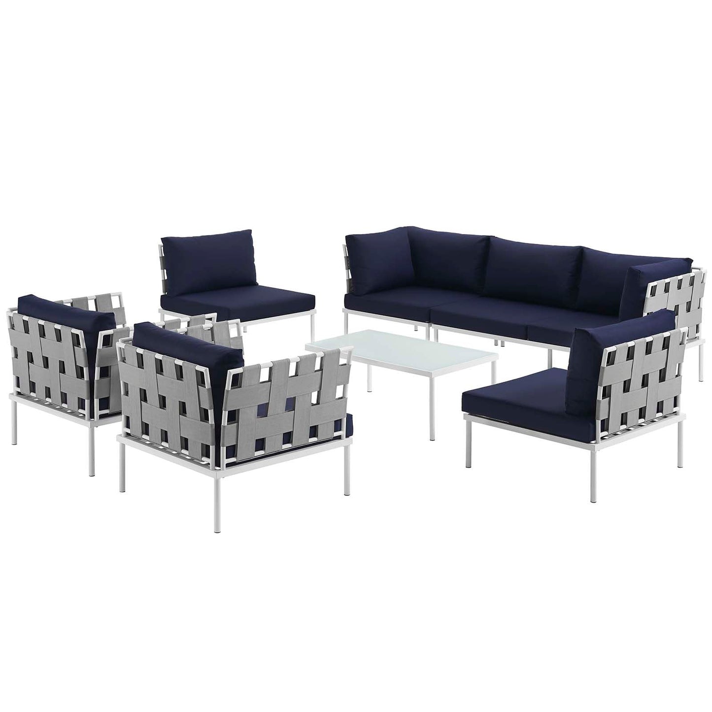 Modway Harmony 8 Piece Outdoor Patio Aluminum Sectional Sofa Set | Outdoor Sofas, Loveseats & Sectionals | 