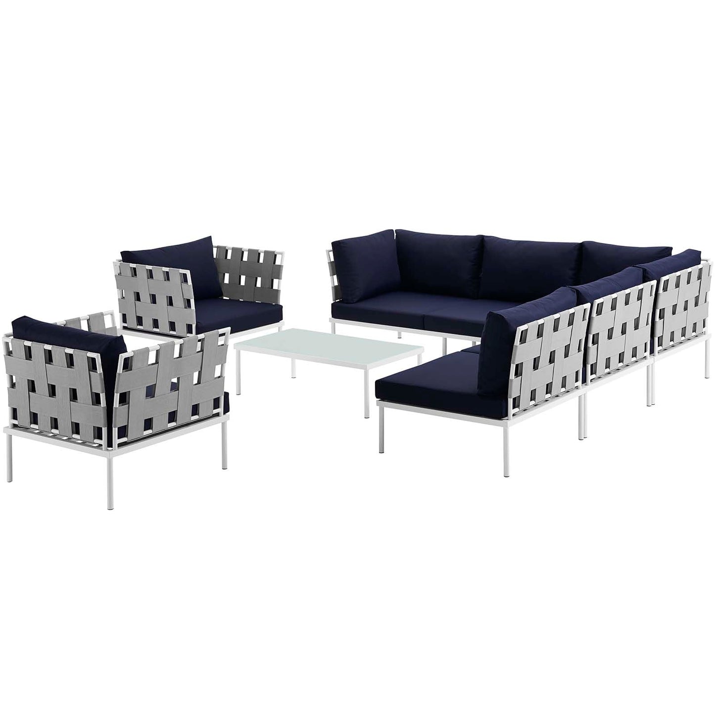 Modway Harmony 8 Piece Outdoor Patio Aluminum Sectional Sofa Set | Outdoor Sofas, Loveseats & Sectionals | 