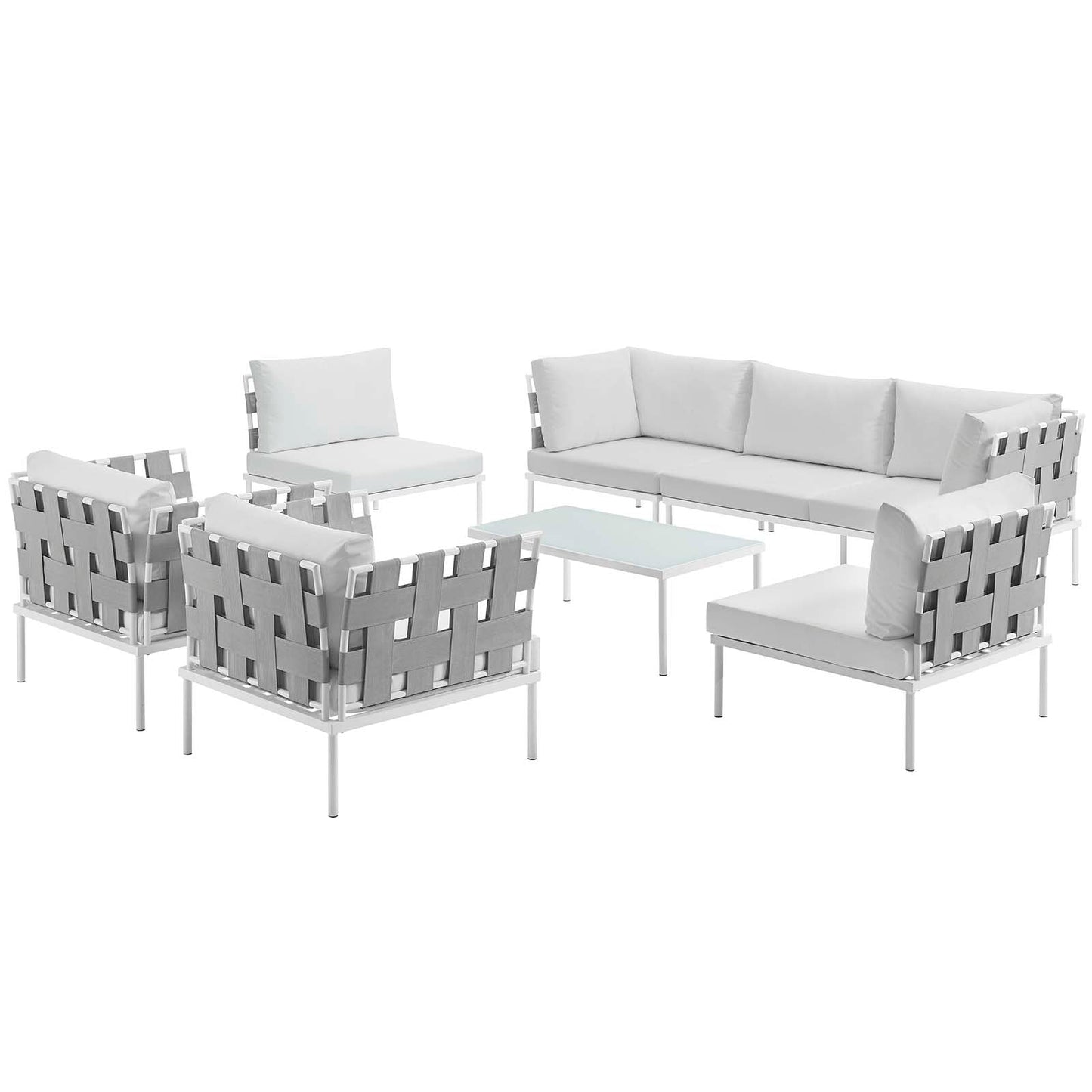 Modway Harmony 8 Piece Outdoor Patio Aluminum Sectional Sofa Set | Outdoor Sofas, Loveseats & Sectionals | 