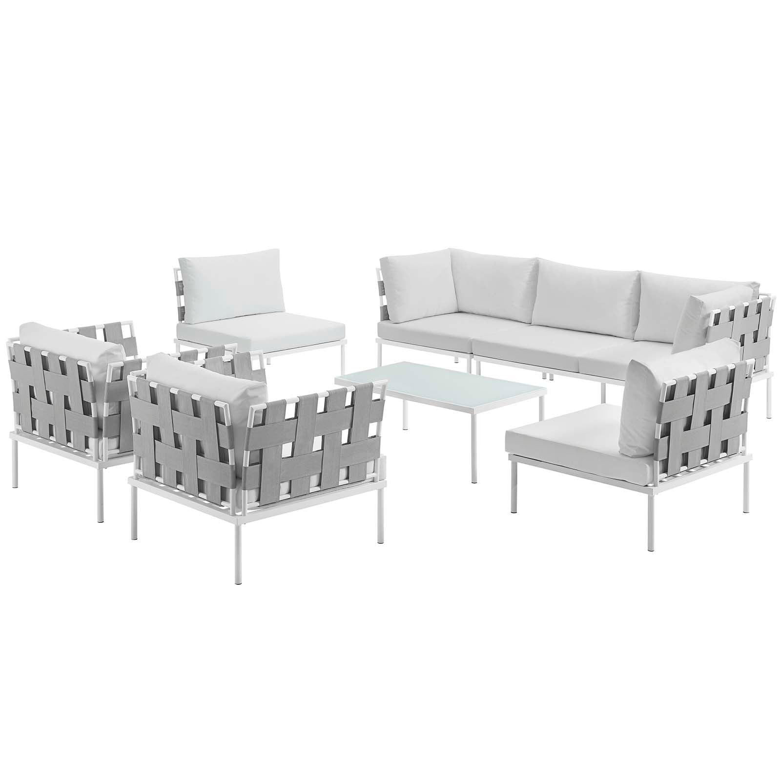Modway Harmony 8 Piece Outdoor Patio Aluminum Sectional Sofa Set | Outdoor Sofas, Loveseats & Sectionals | 