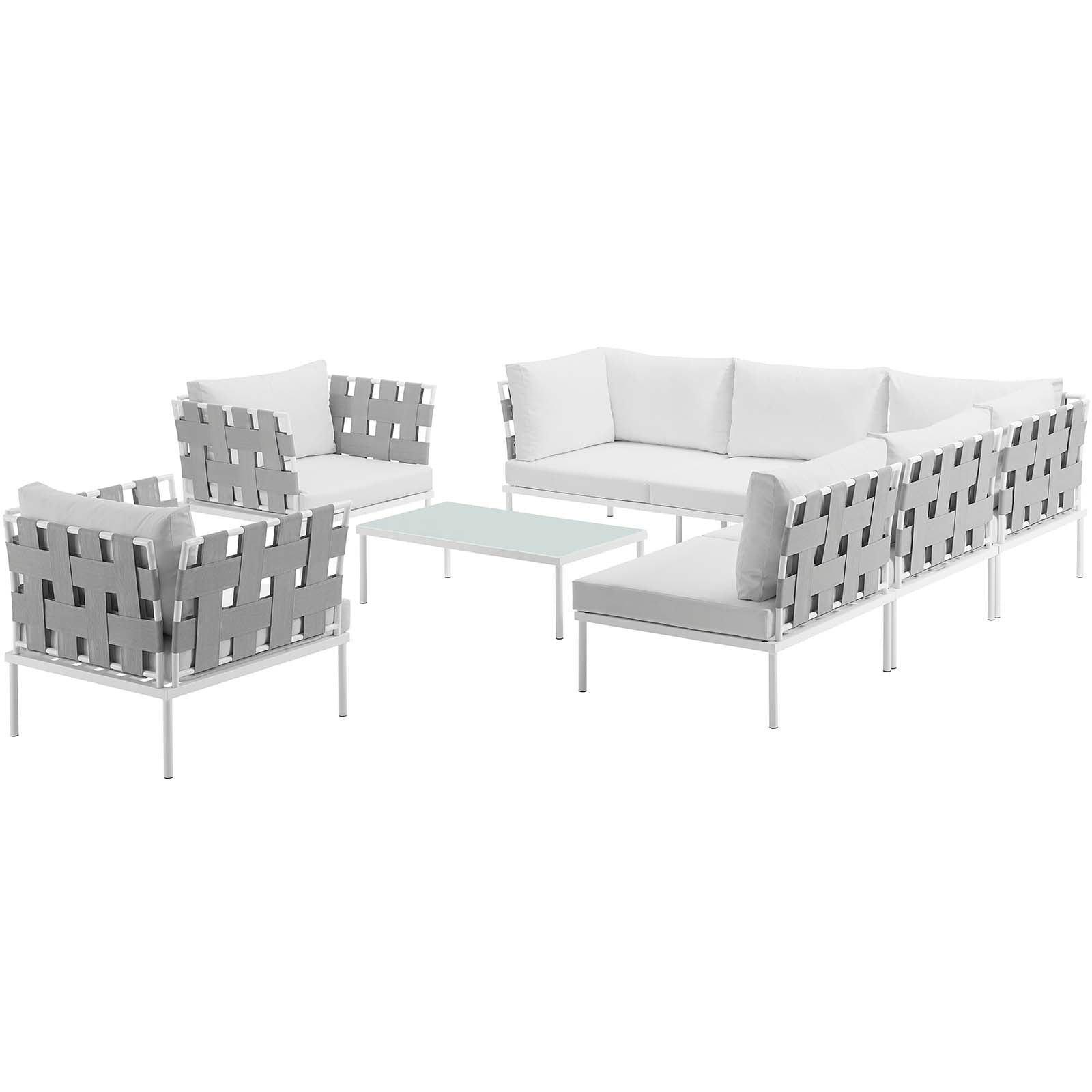 Modway Harmony 8 Piece Outdoor Patio Aluminum Sectional Sofa Set | Outdoor Sofas, Loveseats & Sectionals | 