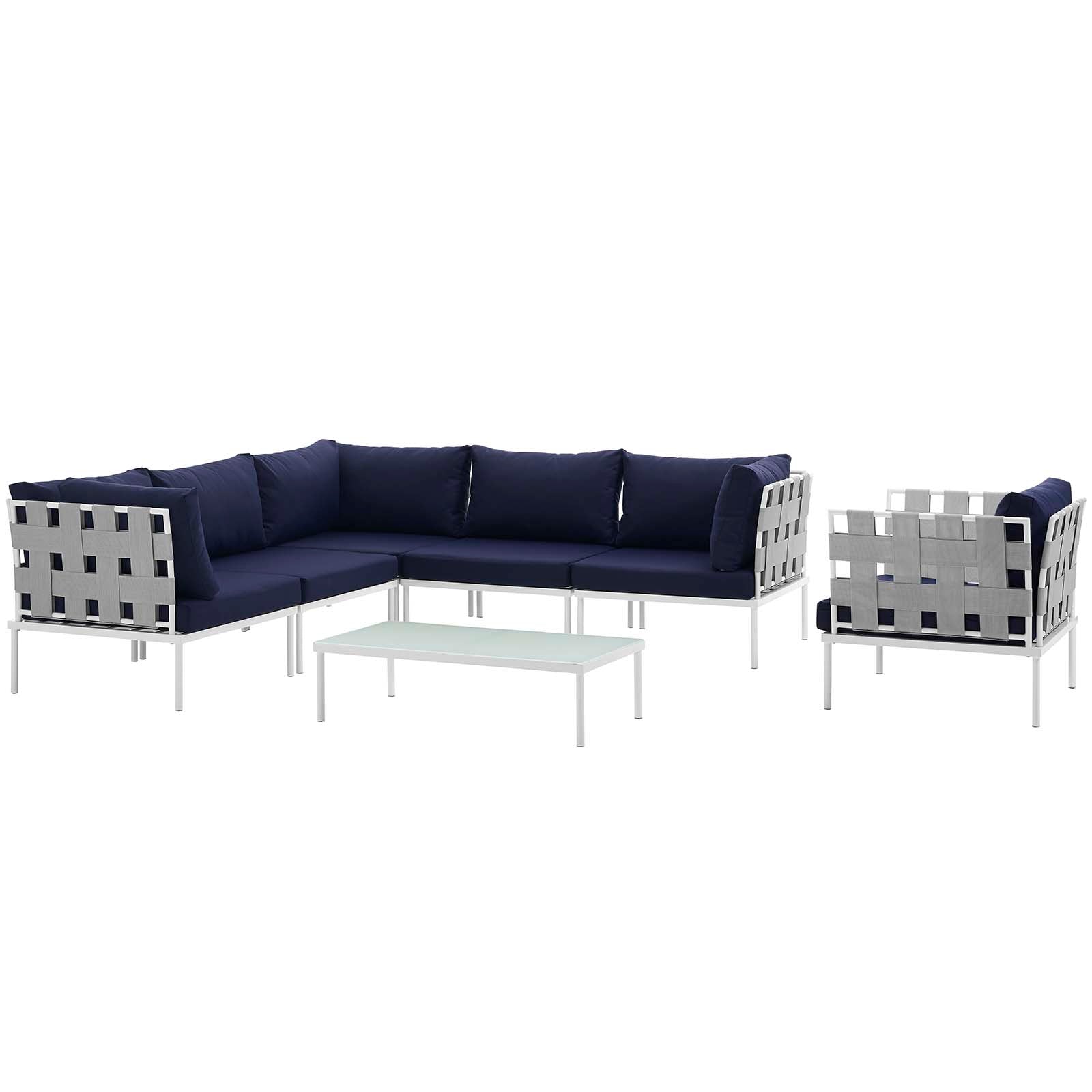Modway Harmony 7 Piece Outdoor Patio Aluminum Sectional Sofa Set | Outdoor Sofas, Loveseats & Sectionals | 