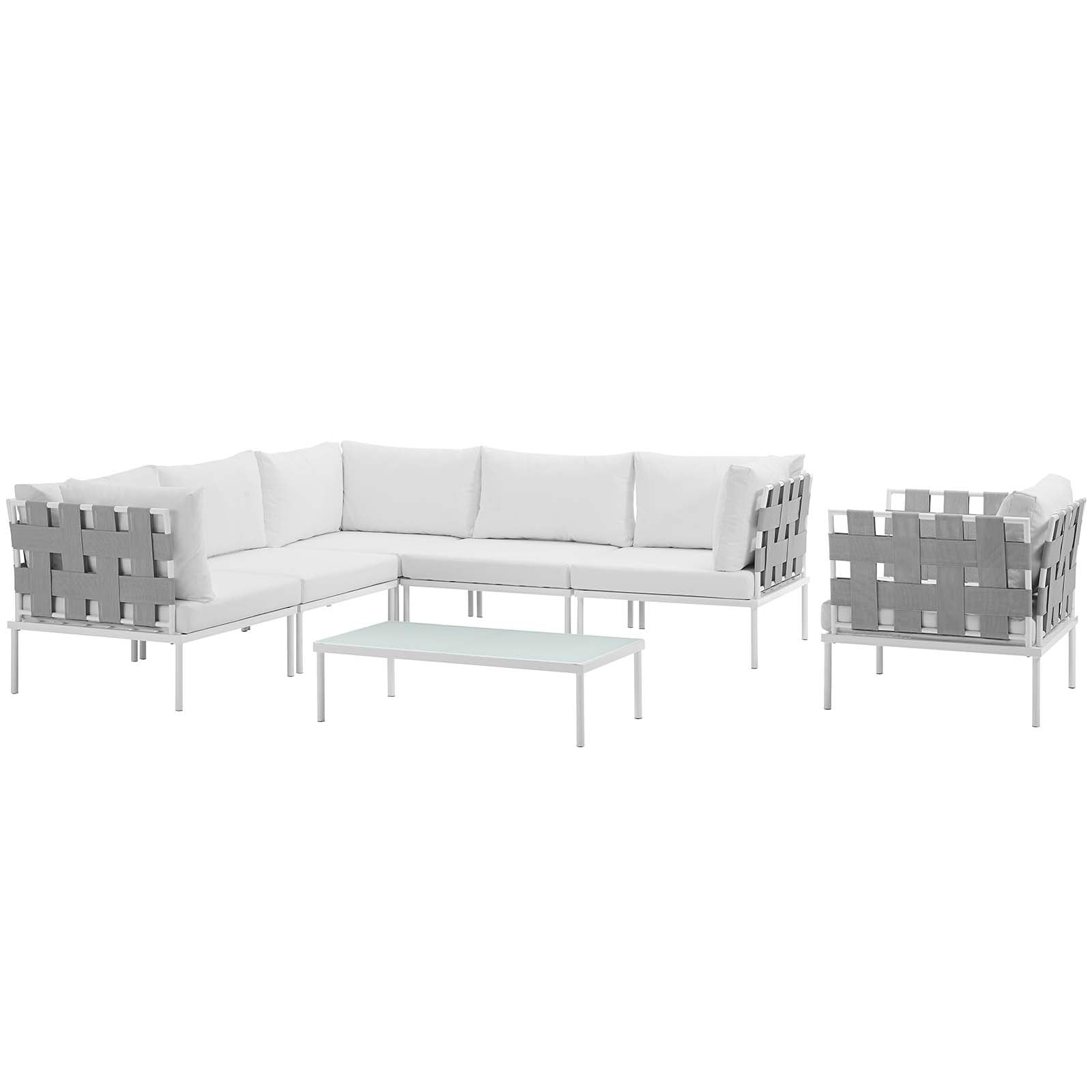 Modway Harmony 7 Piece Outdoor Patio Aluminum Sectional Sofa Set | Outdoor Sofas, Loveseats & Sectionals | 