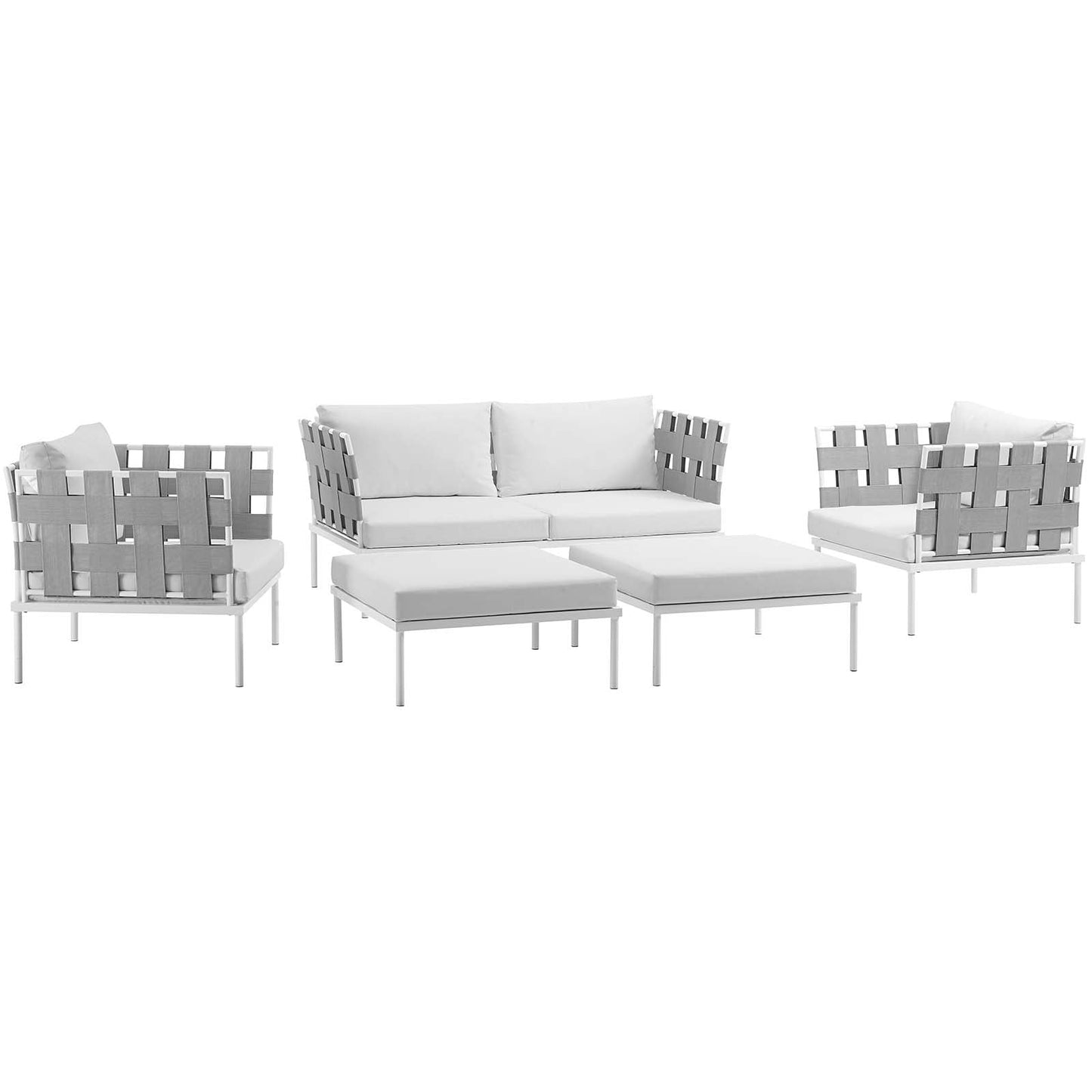 Modway Harmony 5 Piece Outdoor Patio Aluminum Sectional Sofa Set - EEI-2621 | Outdoor Sofas, Loveseats & Sectionals | 