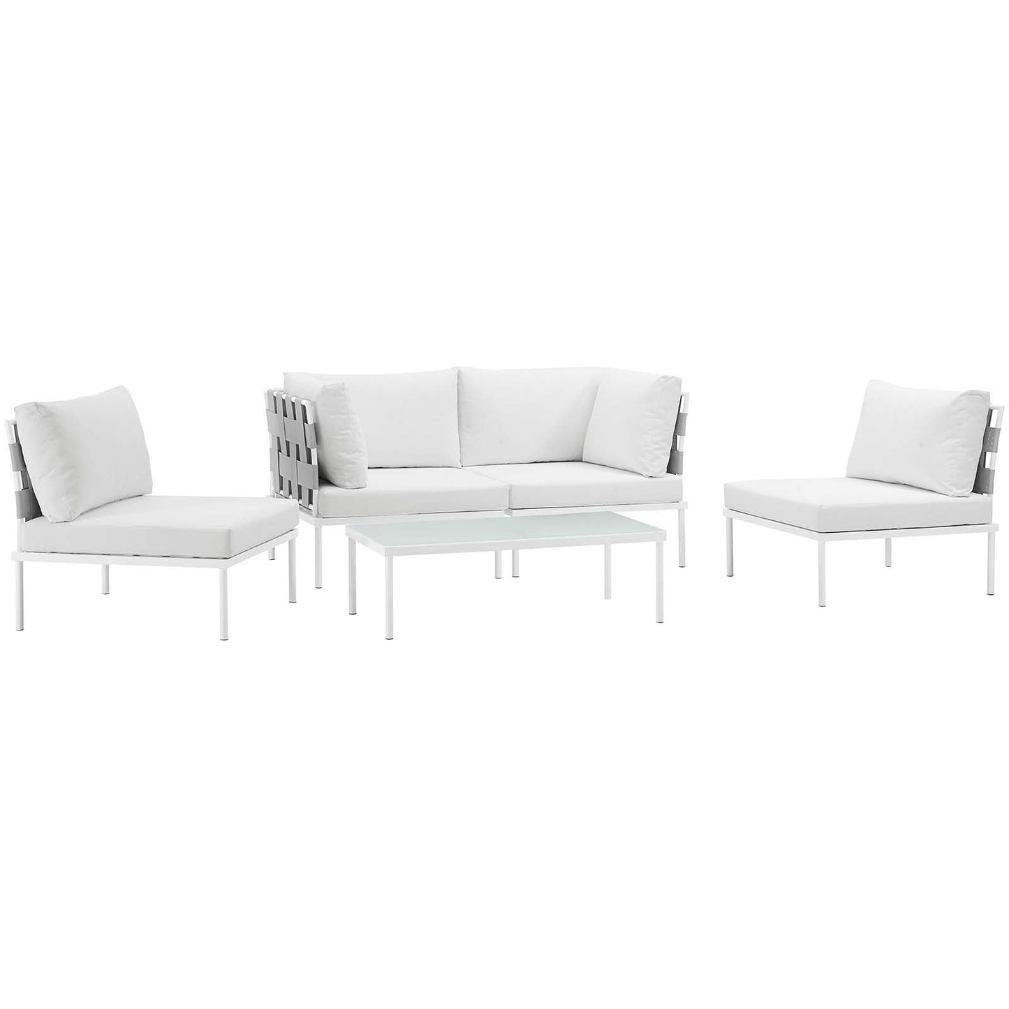Modway Harmony 5 Piece Outdoor Patio Aluminum Sectional Sofa Set - EEI-2622 | Outdoor Sofas, Loveseats & Sectionals | 