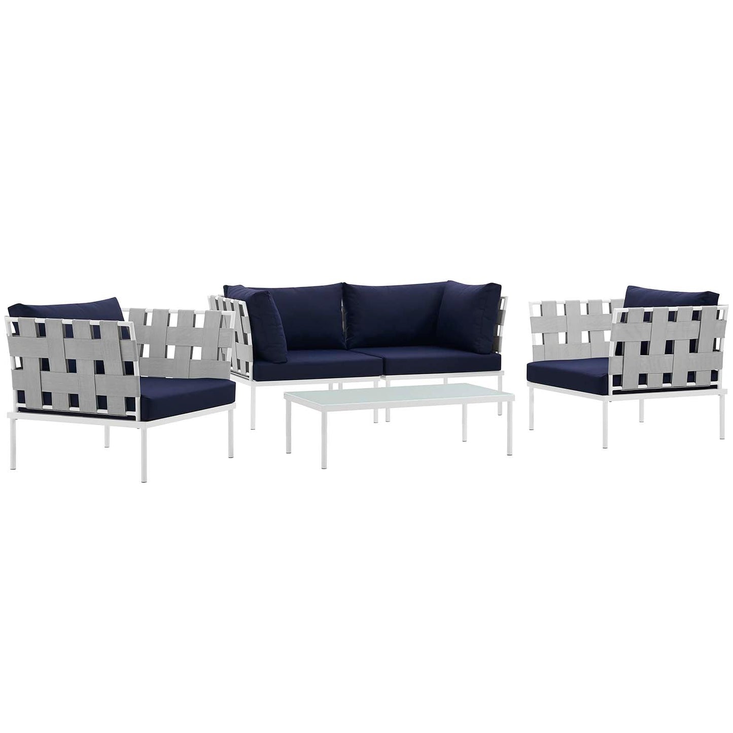 Modway Harmony 5 Piece Outdoor Patio Aluminum Sectional Sofa Set | Outdoor Sofas, Loveseats & Sectionals | 