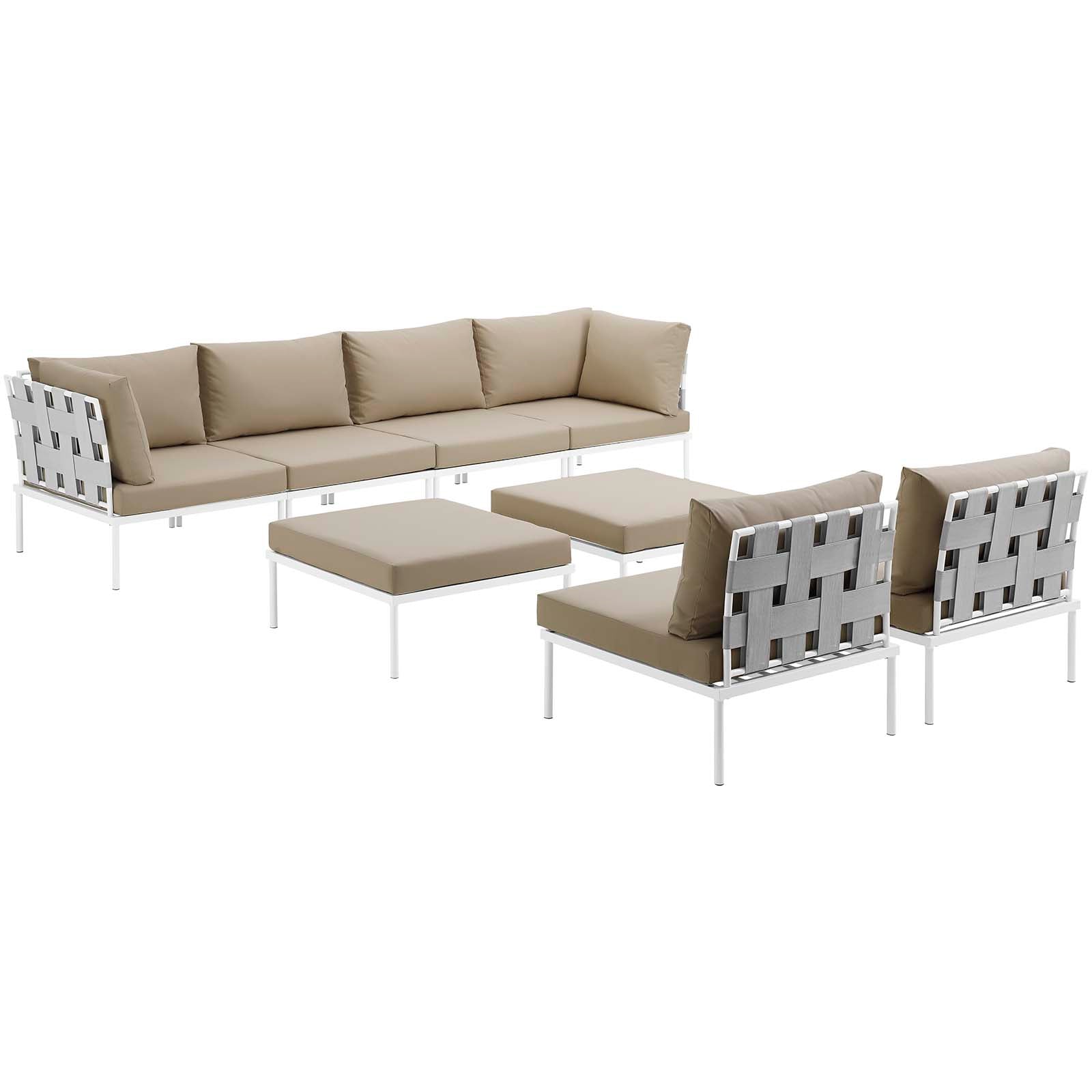 Modway Harmony 8 Piece Outdoor Patio Aluminum Sectional Sofa Set-EEI-2624 | Outdoor Sofas, Loveseats & Sectionals | 