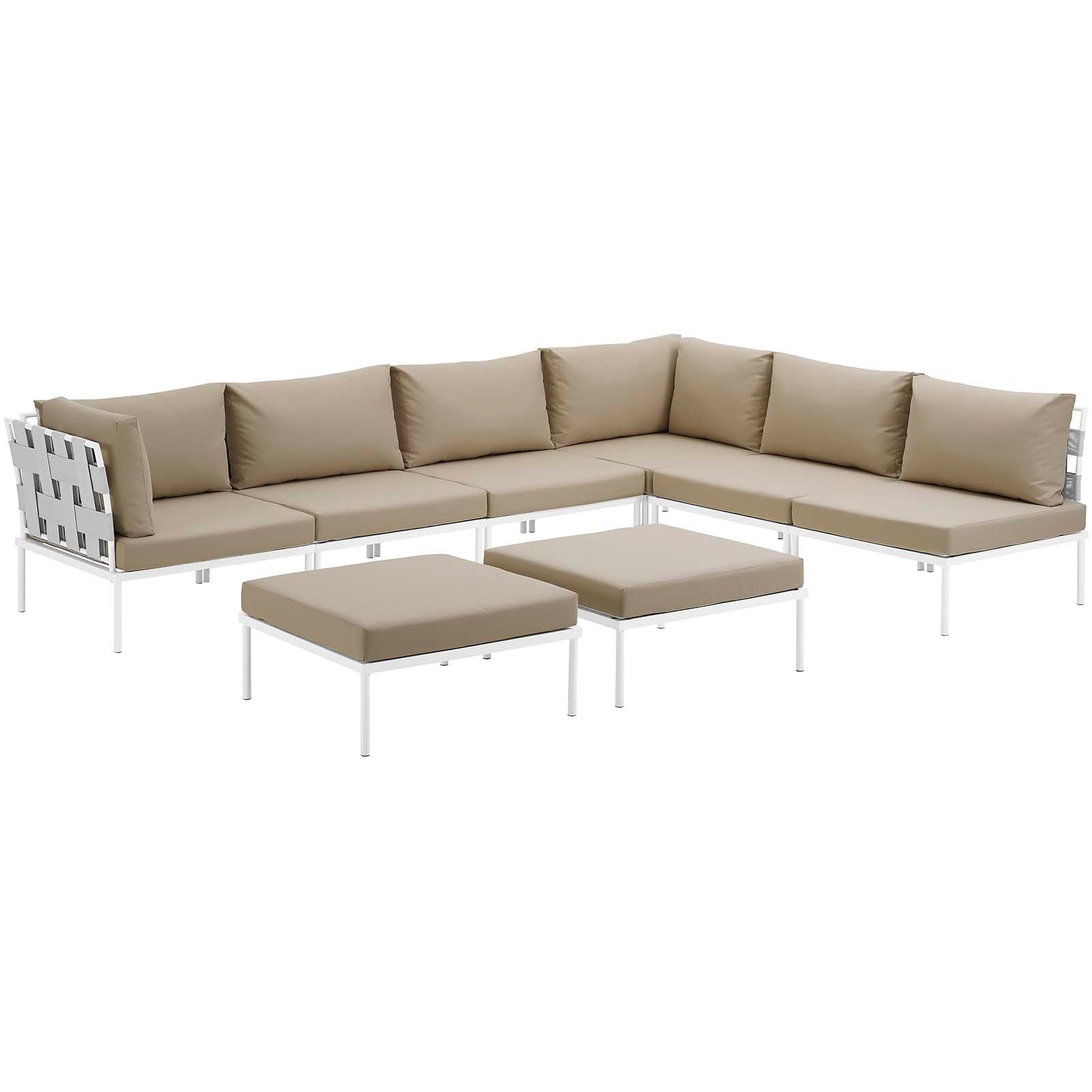 Modway Harmony 8 Piece Outdoor Patio Aluminum Sectional Sofa Set-EEI-2624 | Outdoor Sofas, Loveseats & Sectionals | 