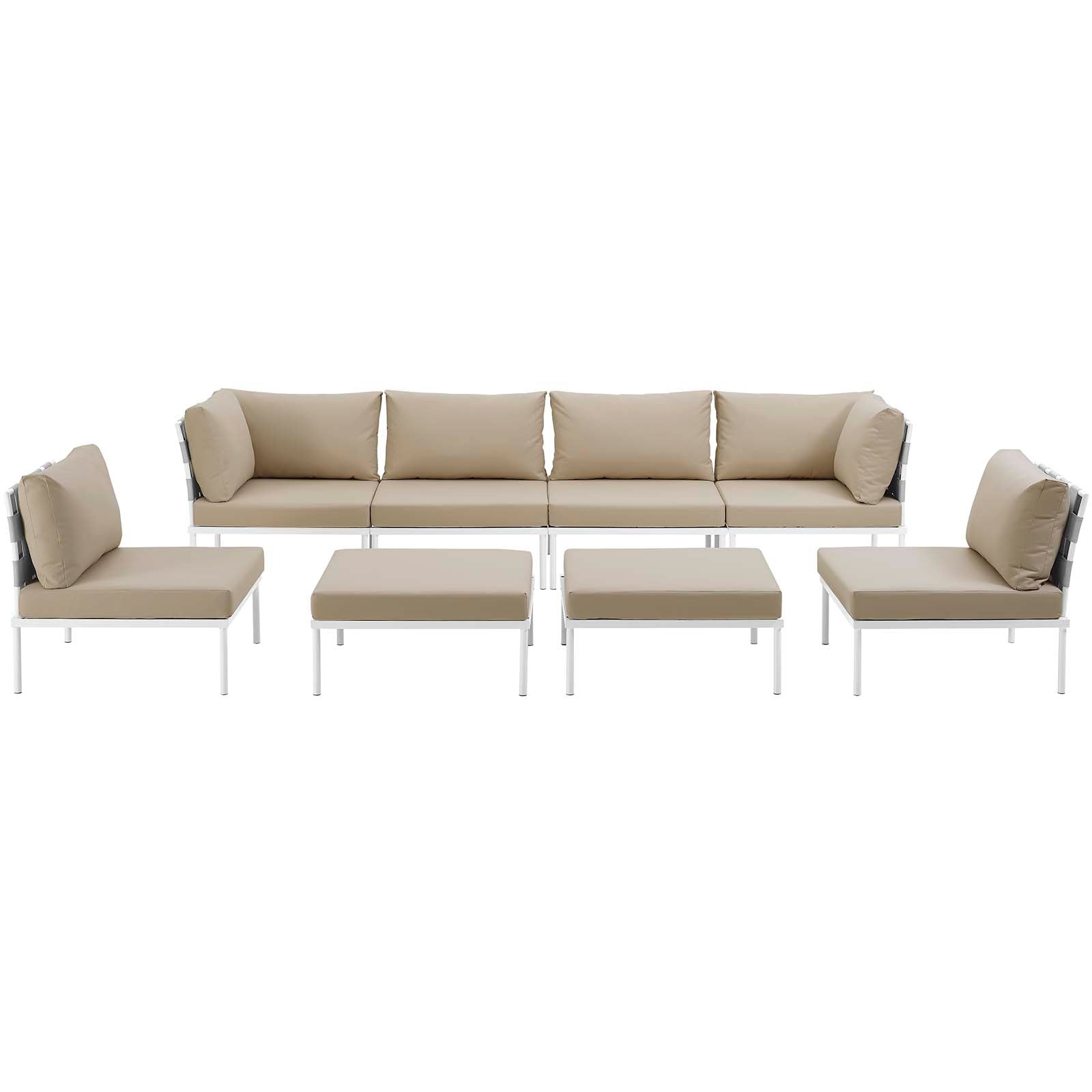 Modway Harmony 8 Piece Outdoor Patio Aluminum Sectional Sofa Set-EEI-2624 | Outdoor Sofas, Loveseats & Sectionals | 