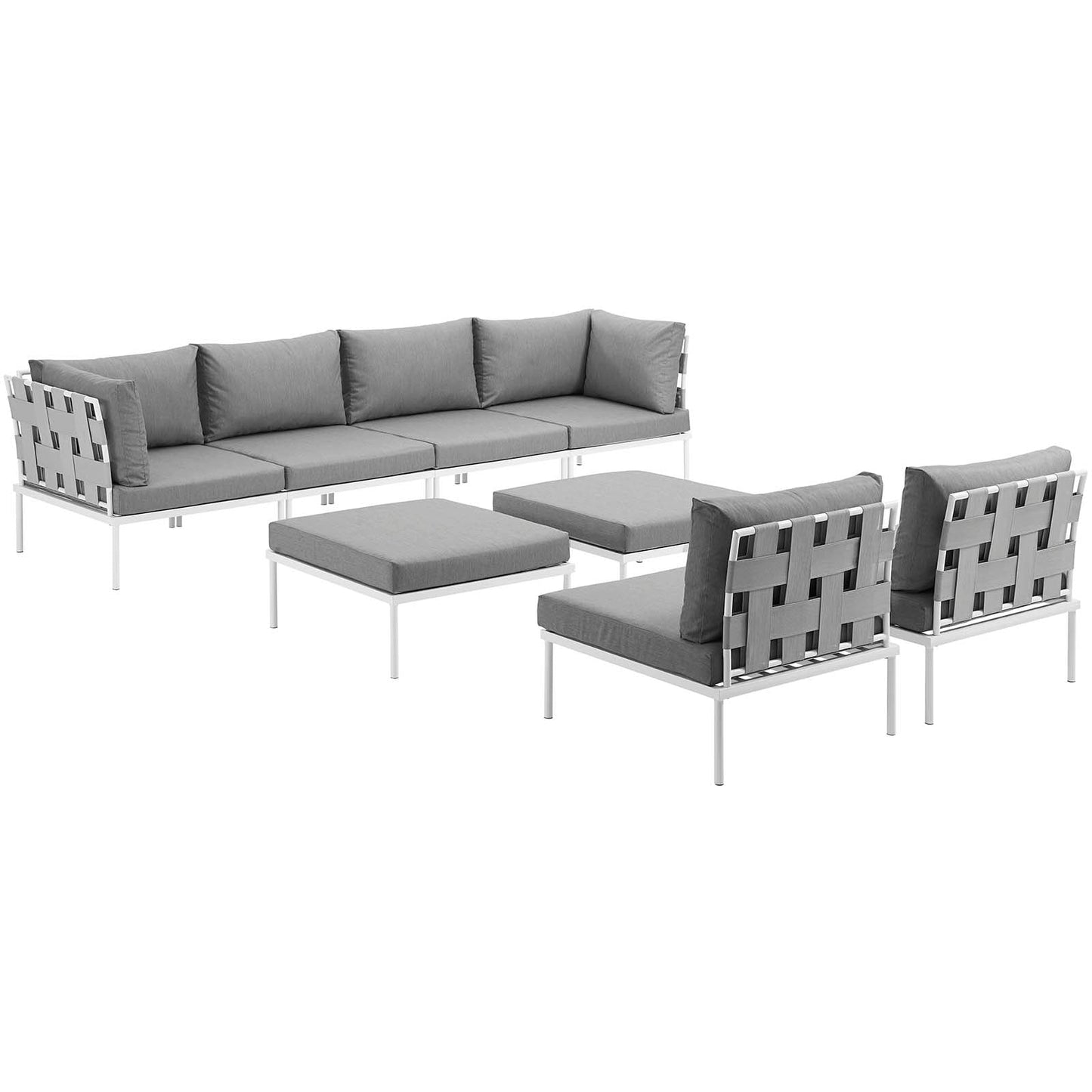 Modway Harmony 8 Piece Outdoor Patio Aluminum Sectional Sofa Set-EEI-2624 | Outdoor Sofas, Loveseats & Sectionals | 