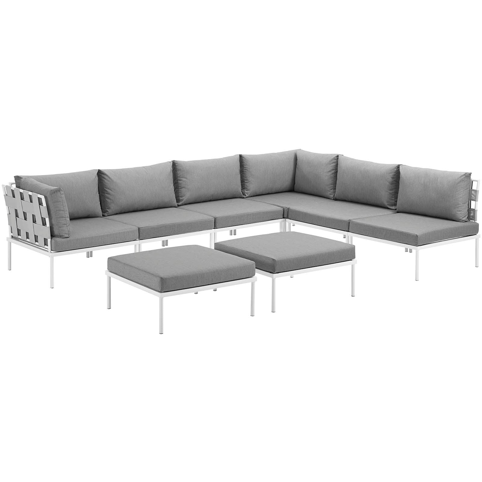 Modway Harmony 8 Piece Outdoor Patio Aluminum Sectional Sofa Set-EEI-2624 | Outdoor Sofas, Loveseats & Sectionals | 