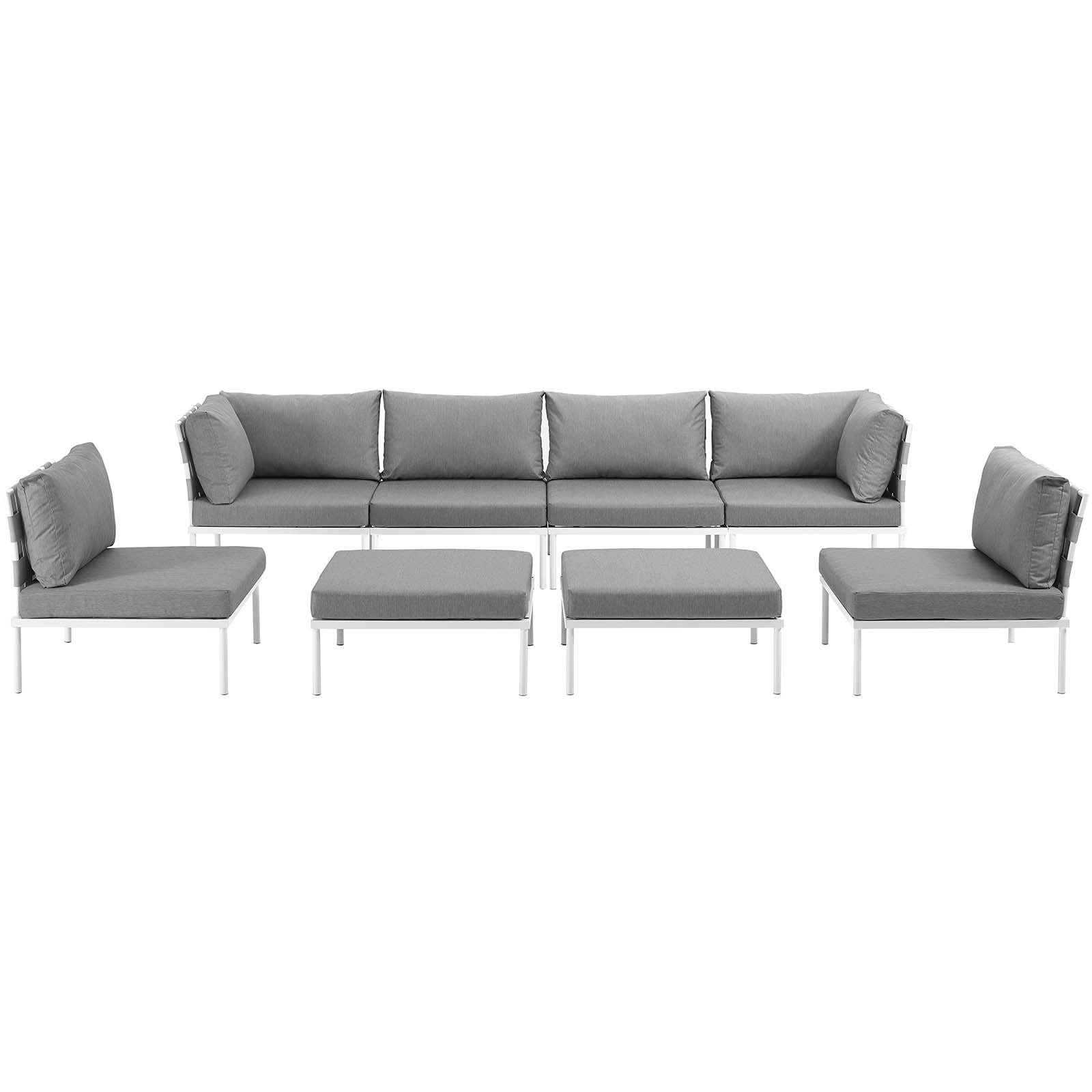 Modway Harmony 8 Piece Outdoor Patio Aluminum Sectional Sofa Set-EEI-2624 | Outdoor Sofas, Loveseats & Sectionals | 