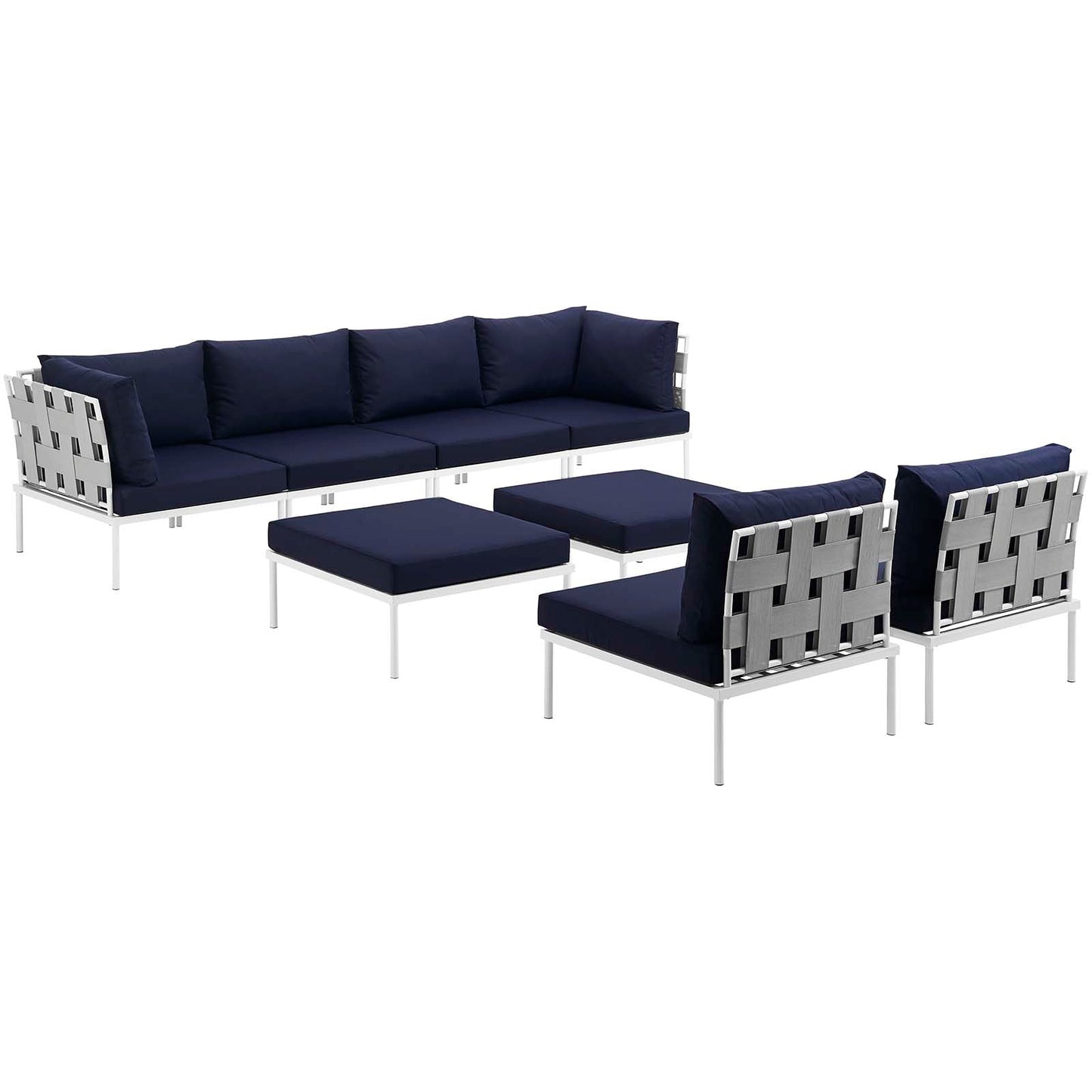 Modway Harmony 8 Piece Outdoor Patio Aluminum Sectional Sofa Set-EEI-2624 | Outdoor Sofas, Loveseats & Sectionals | 