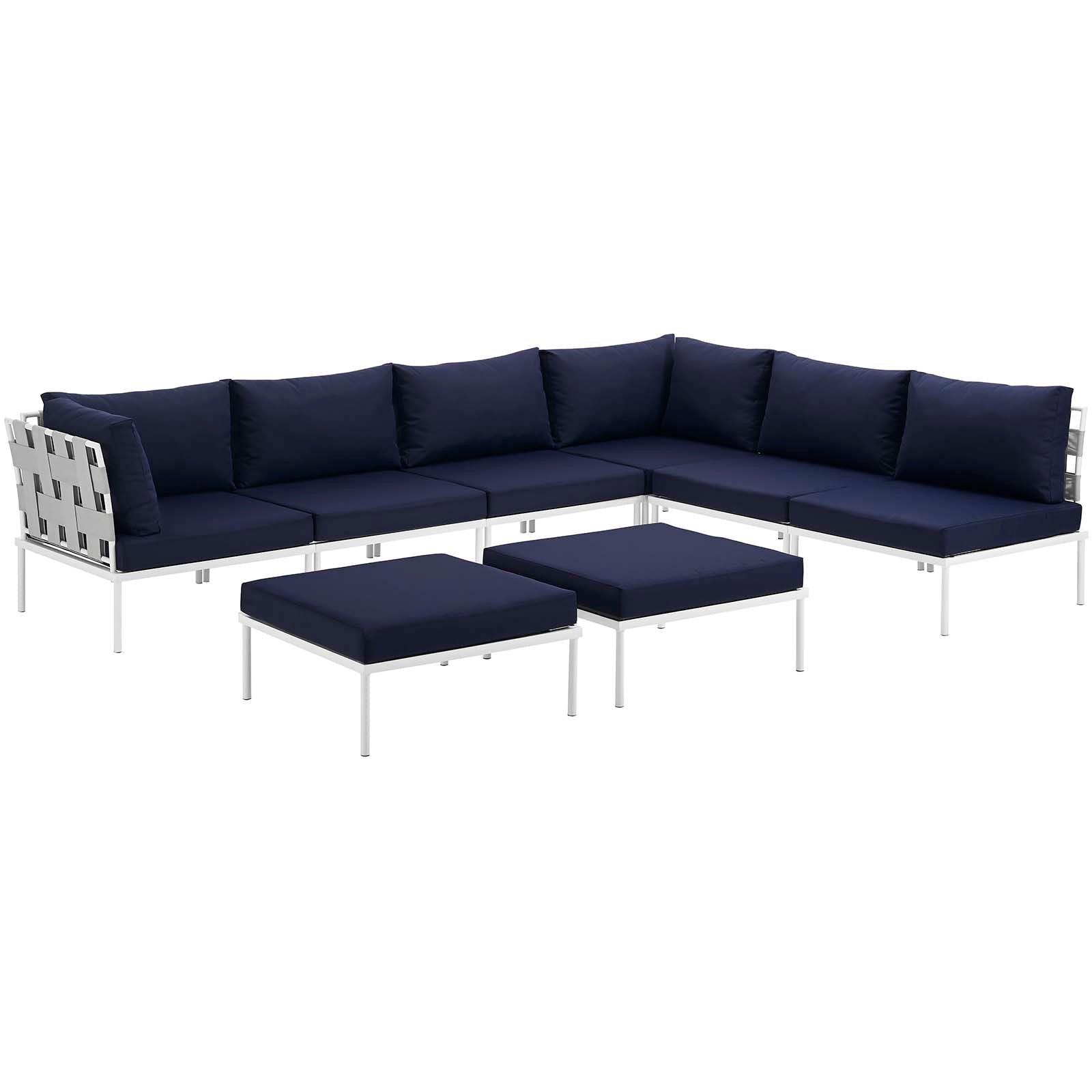 Modway Harmony 8 Piece Outdoor Patio Aluminum Sectional Sofa Set-EEI-2624 | Outdoor Sofas, Loveseats & Sectionals | 