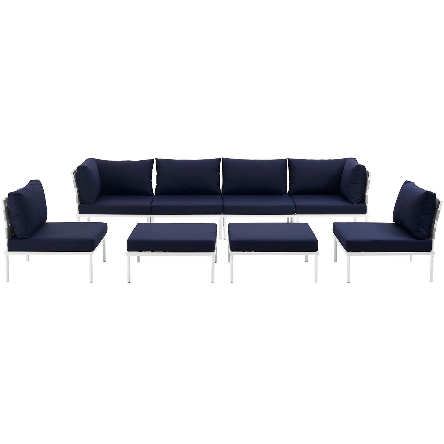 Modway Harmony 8 Piece Outdoor Patio Aluminum Sectional Sofa Set-EEI-2624 | Outdoor Sofas, Loveseats & Sectionals | 