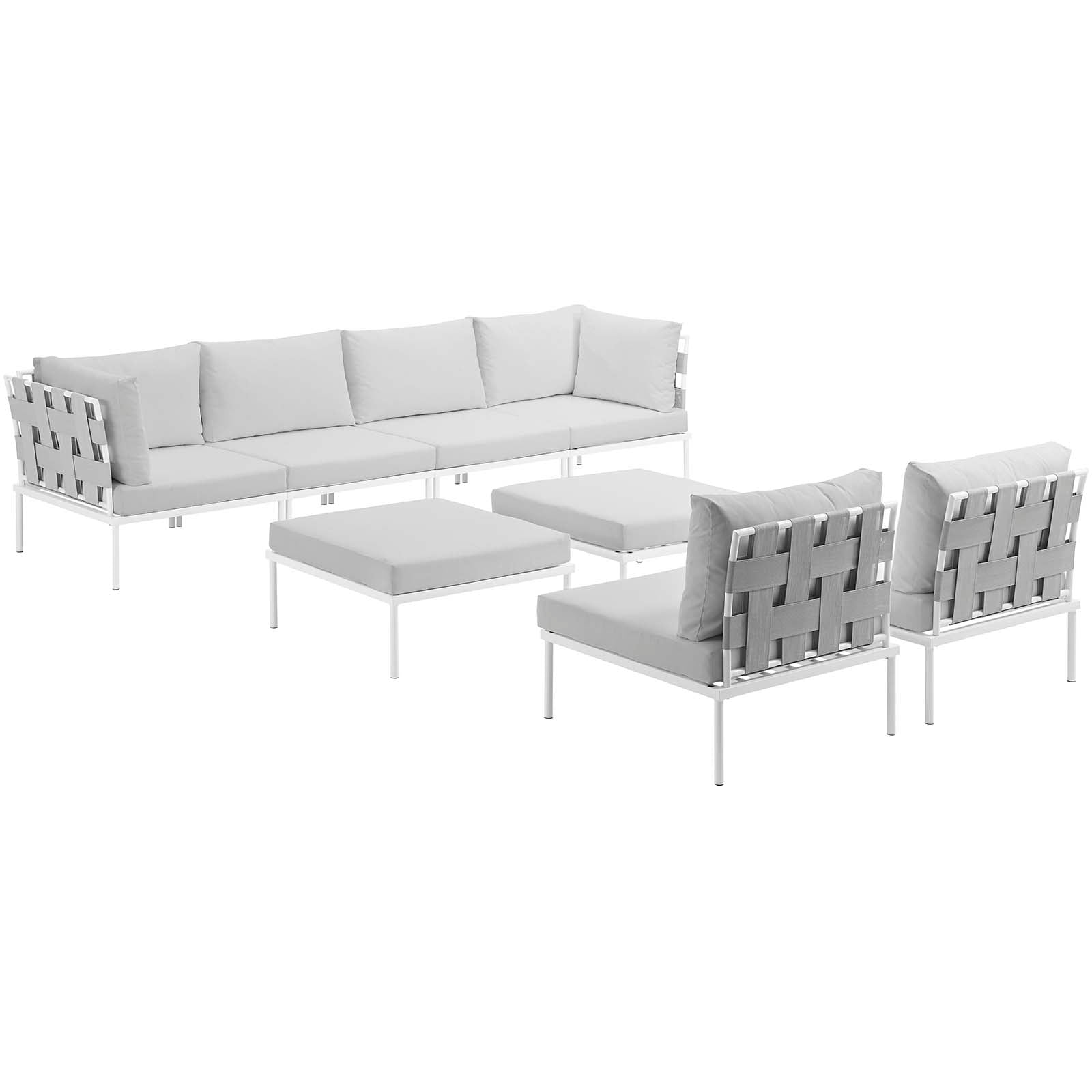 Modway Harmony 8 Piece Outdoor Patio Aluminum Sectional Sofa Set-EEI-2624 | Outdoor Sofas, Loveseats & Sectionals | 