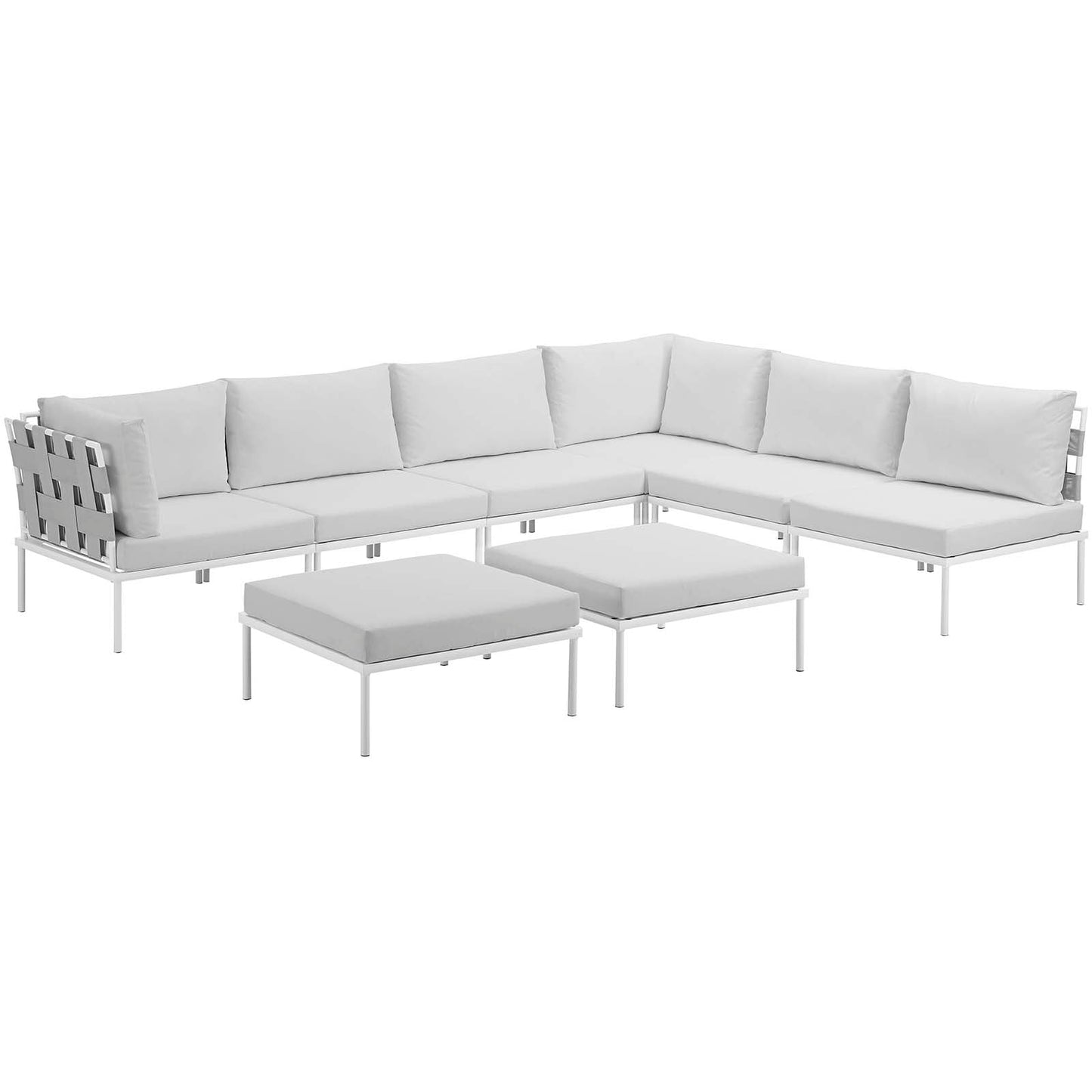 Modway Harmony 8 Piece Outdoor Patio Aluminum Sectional Sofa Set-EEI-2624 | Outdoor Sofas, Loveseats & Sectionals | 