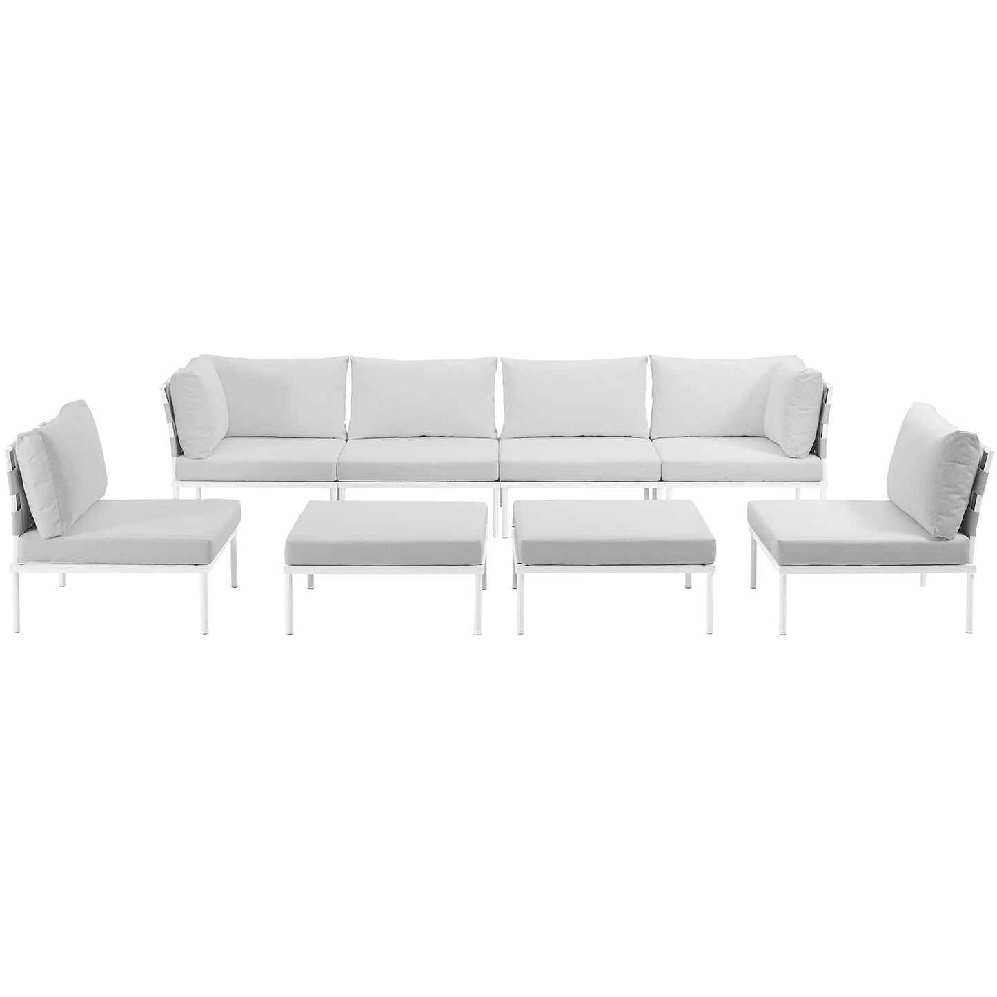 Modway Harmony 8 Piece Outdoor Patio Aluminum Sectional Sofa Set-EEI-2624 | Outdoor Sofas, Loveseats & Sectionals | 