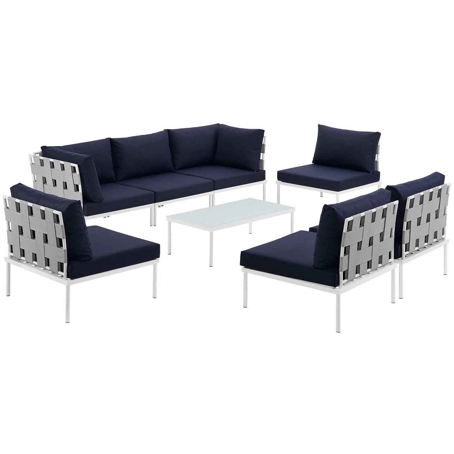 Modway Harmony 8 Piece Outdoor Patio Sectional Sofa Set - EEI-2625 | Outdoor Sofas, Loveseats & Sectionals | 