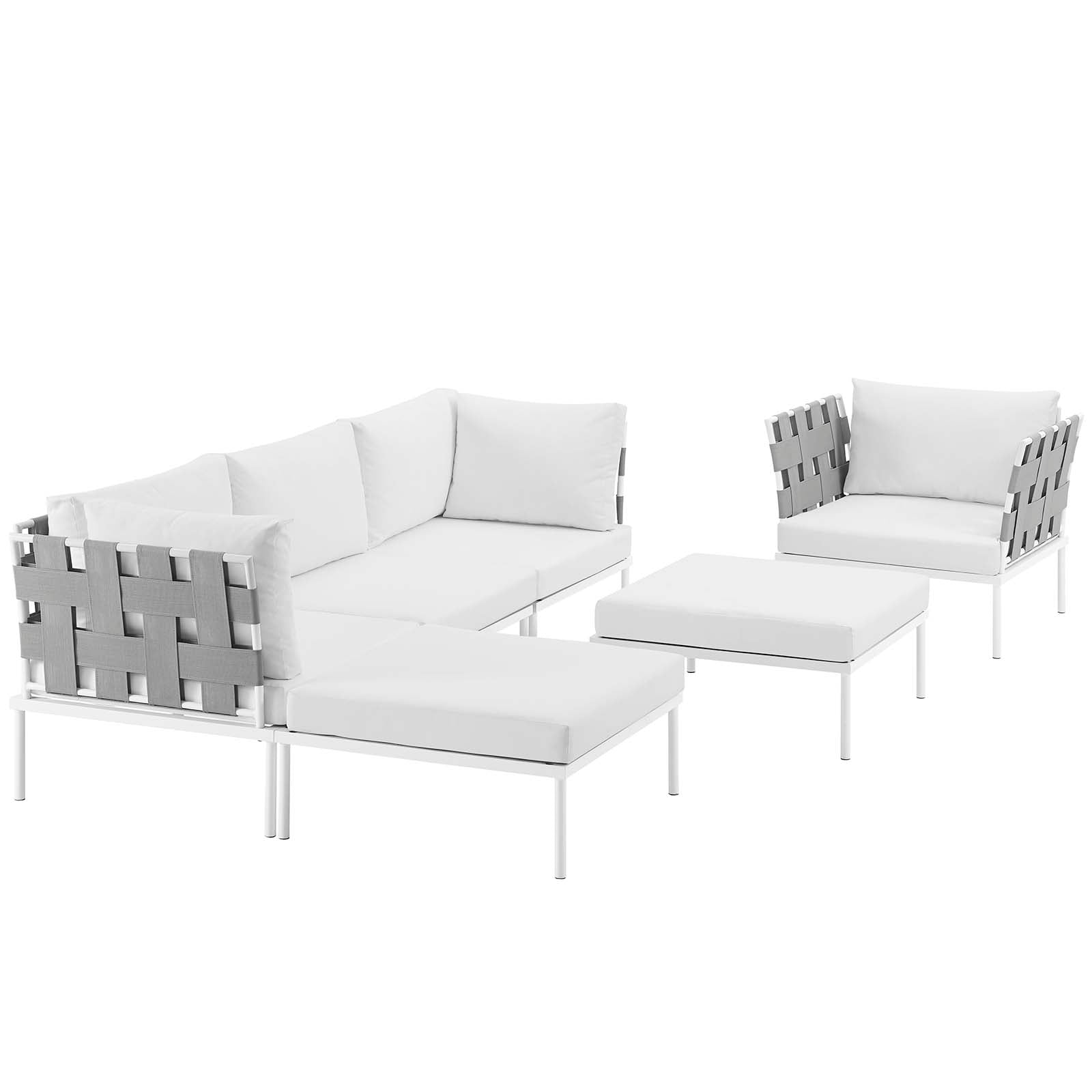 Modway Harmony 6 Piece Outdoor Patio Aluminum Sectional Sofa Set - EEI-2626 | Outdoor Sofas, Loveseats & Sectionals | 
