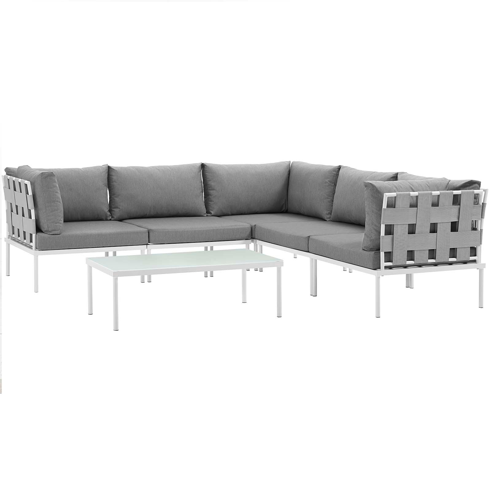 Modway Harmony 6 Piece Outdoor Patio Aluminum Sectional Sofa Set - EEI-2627 | Outdoor Sofas, Loveseats & Sectionals | 