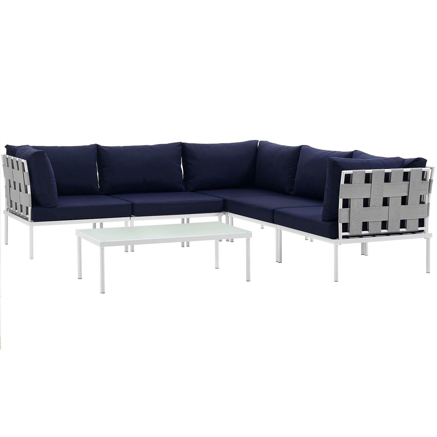Modway Harmony 6 Piece Outdoor Patio Aluminum Sectional Sofa Set - EEI-2627 | Outdoor Sofas, Loveseats & Sectionals | 